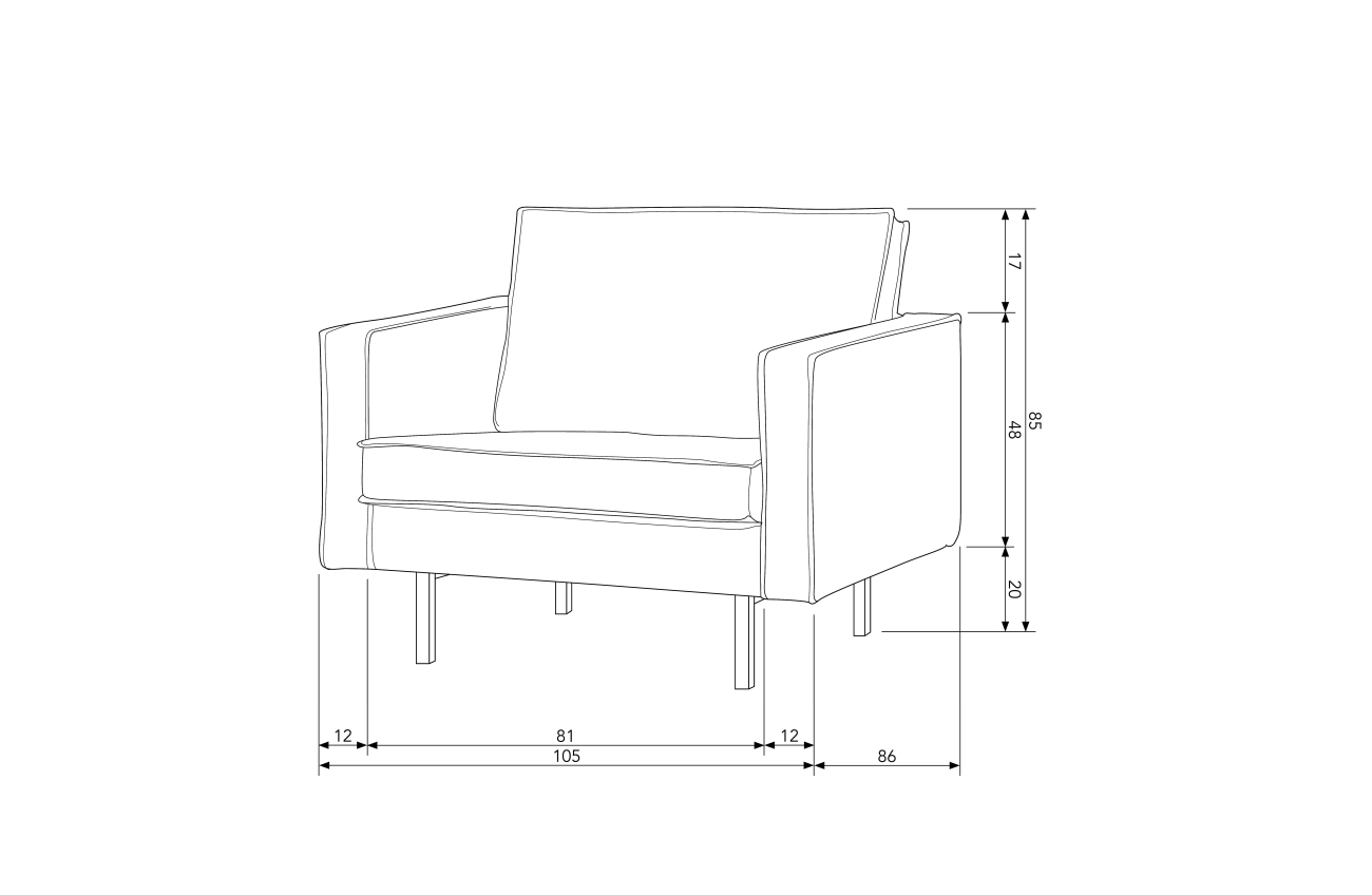 Sessel Rodeo aus Struktursamt, Frost