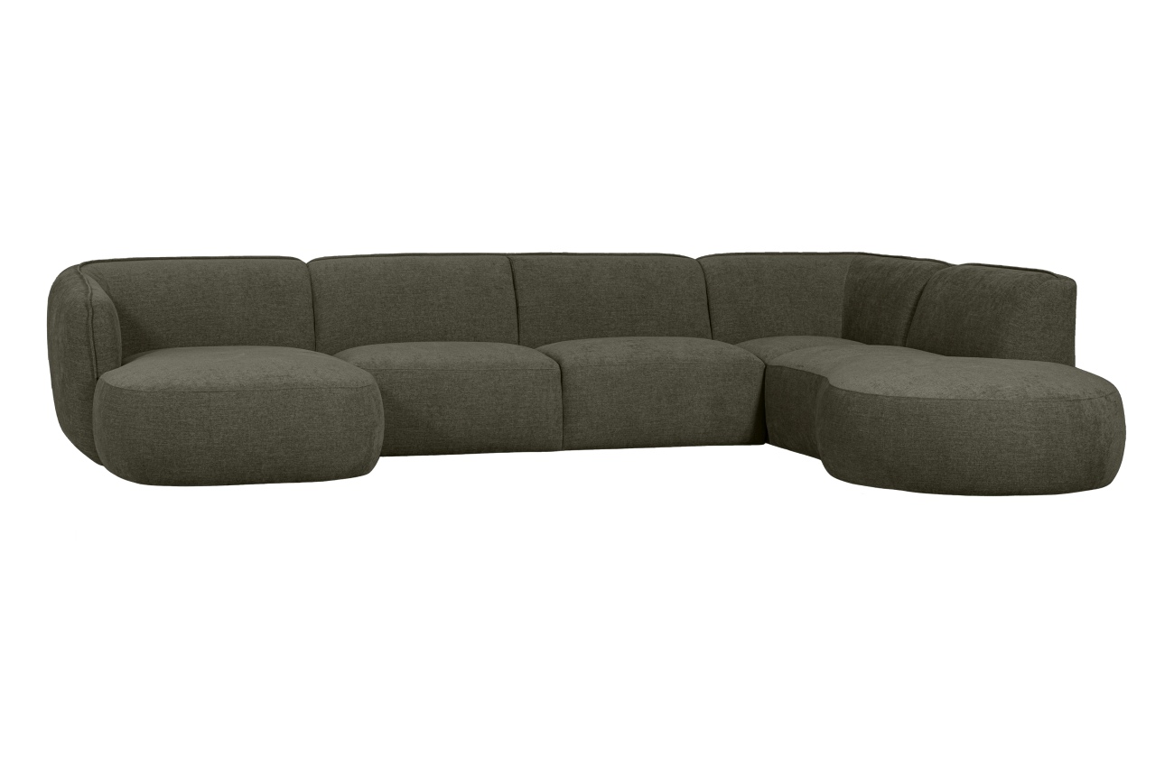 Sofa Polly U-Form aus Webstoff Rechts, Grün