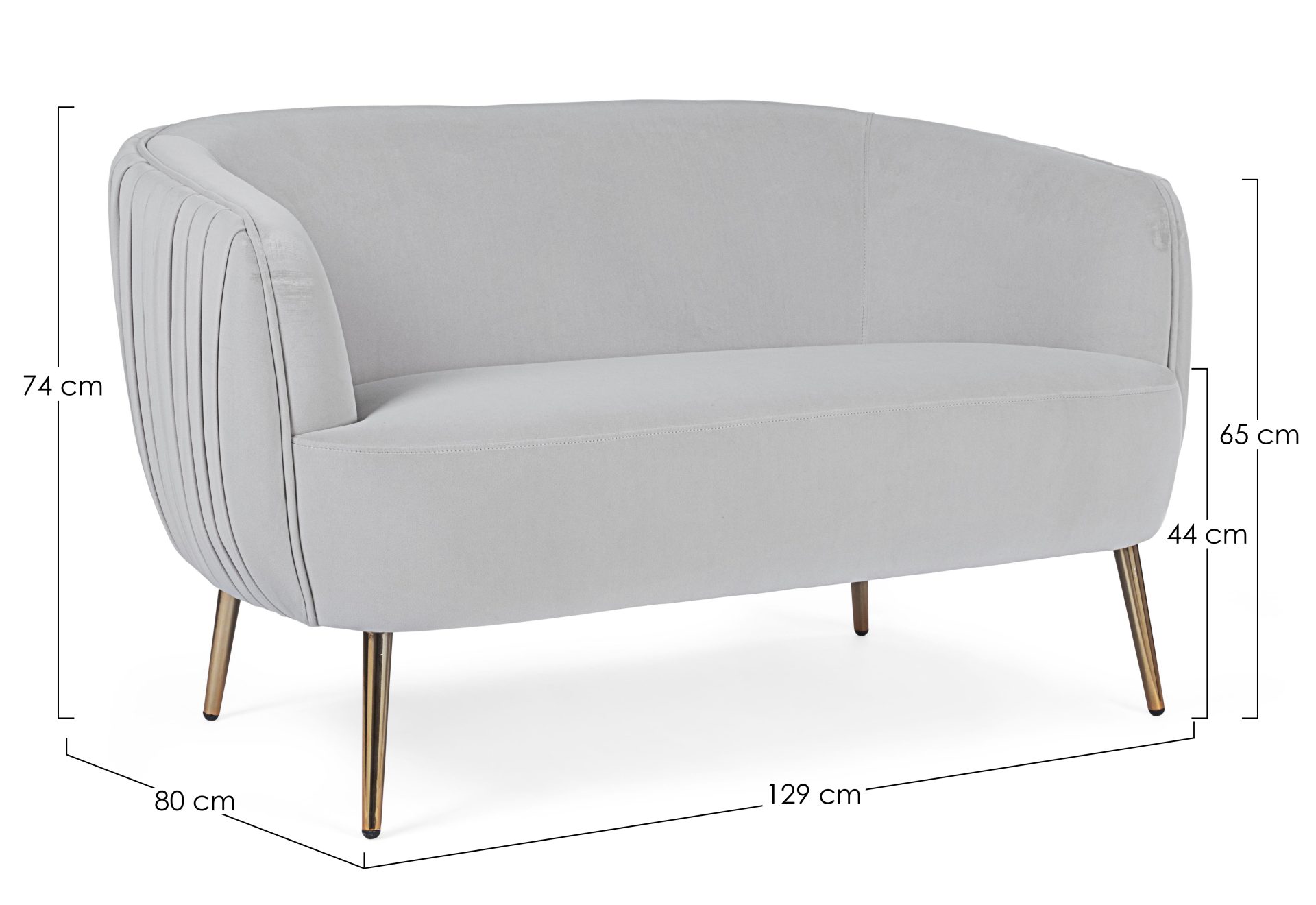 2-Sitzer Sofa Linsay in Samt-Optik, Hellgrau