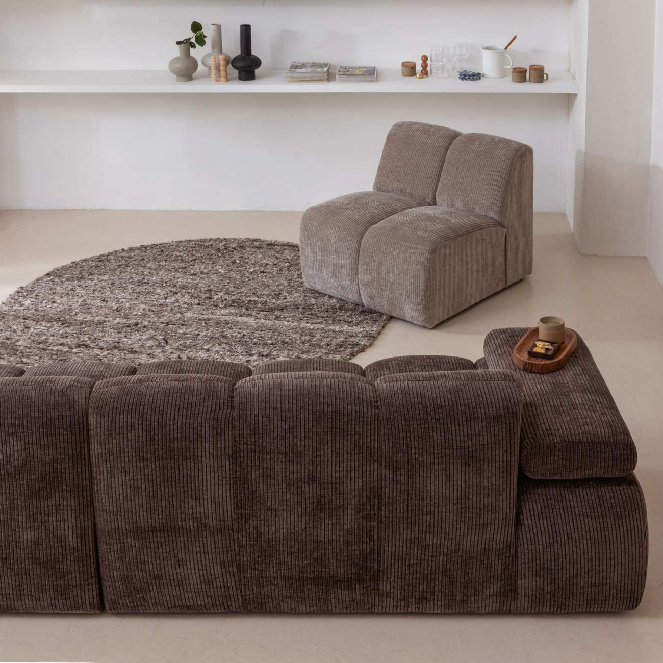 Modulsofa Mojo Flachcord Einzel-Element, Sand