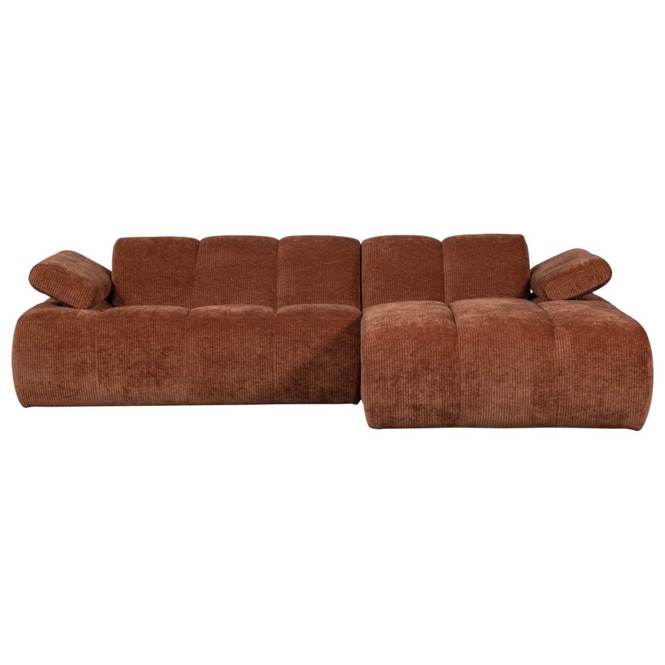 Chaiselongue Mojo aus Flachcord Rechts, Rostbraun