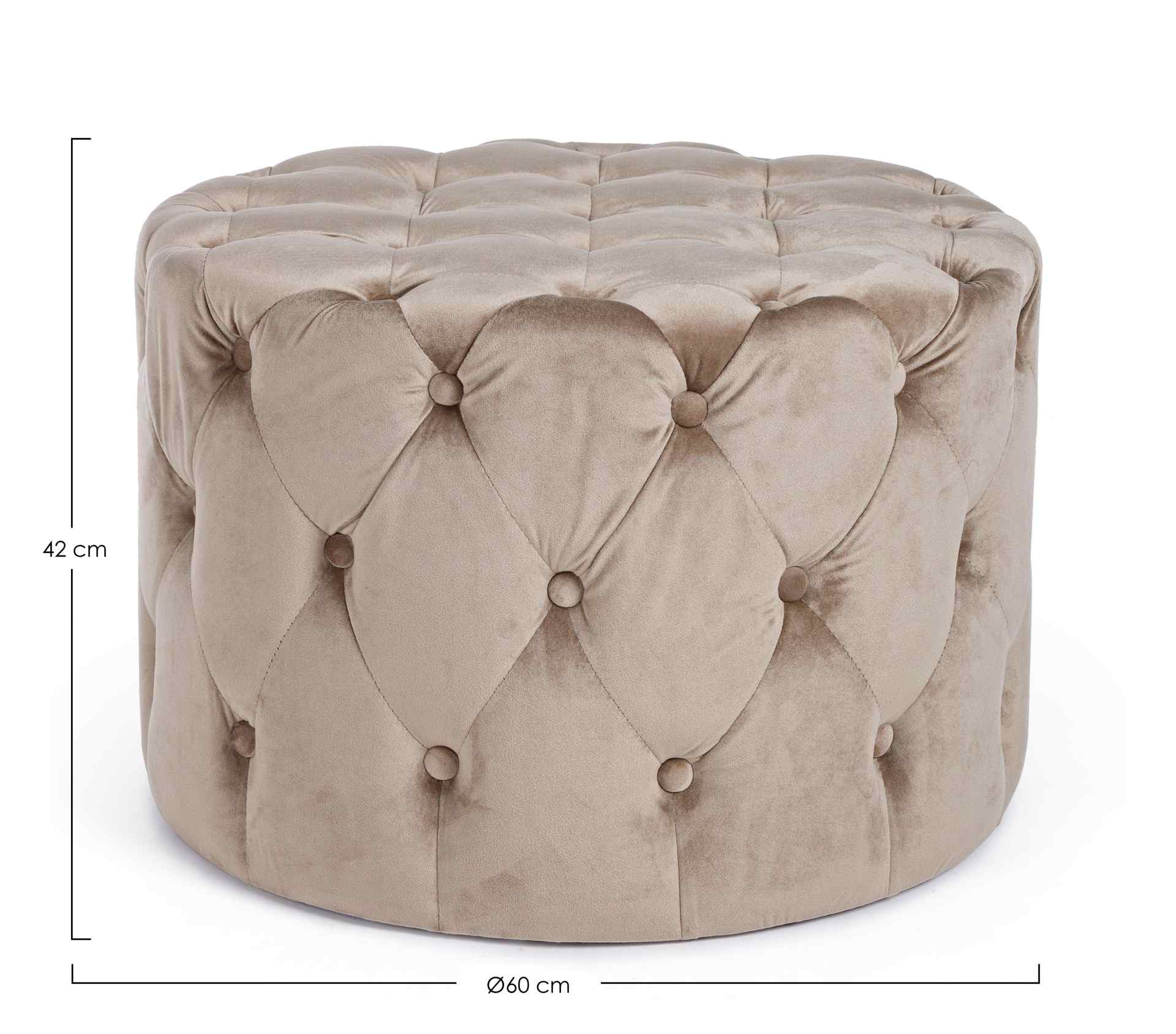 Pouf Lorella in Samt-Optik, Taupe