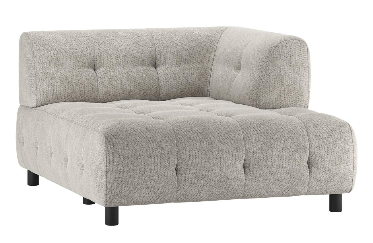 Modulsofa Louis Chaiselongue aus Chenille Rechts, Hellgrau