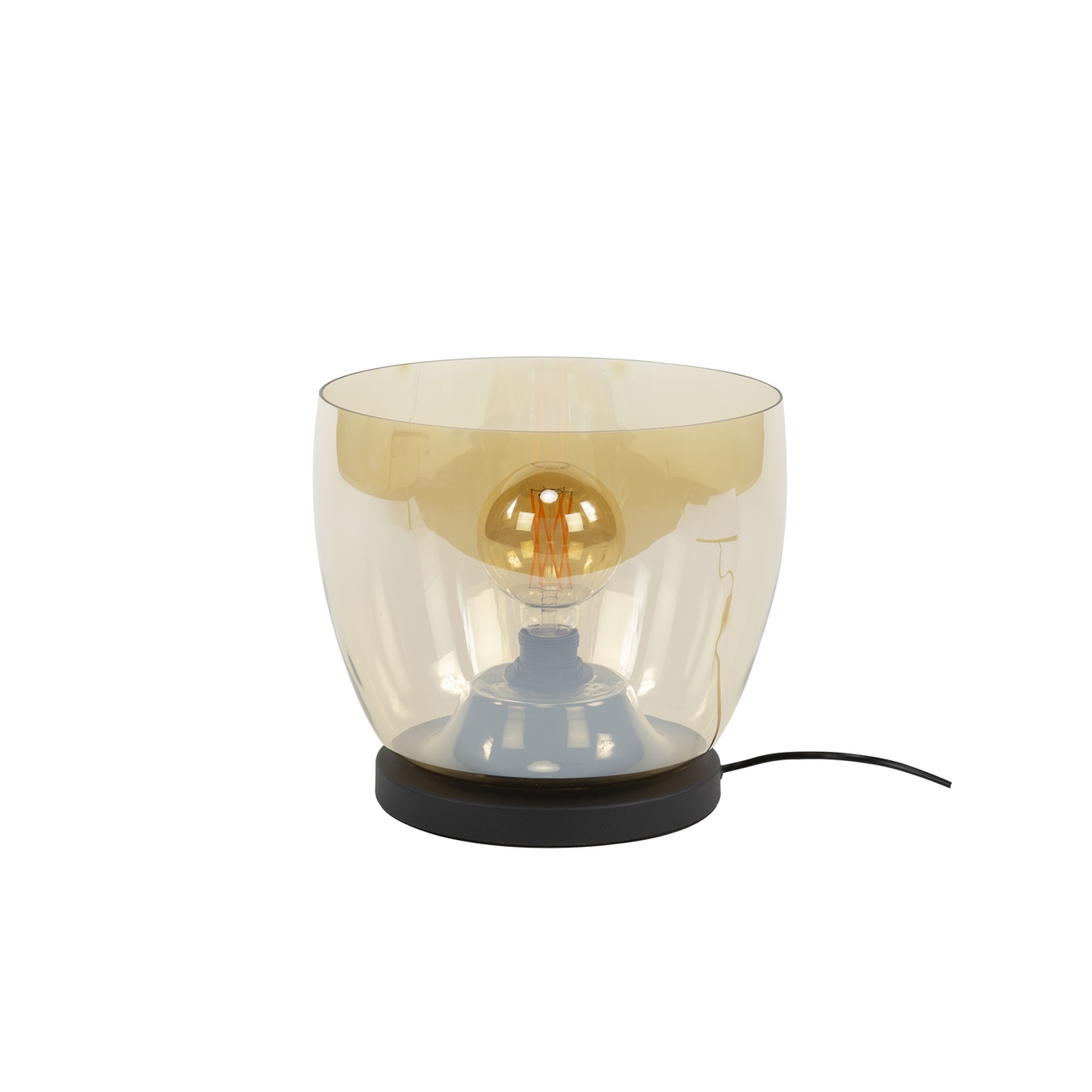 Tischleuchte Vasika - Bernsteinglas, inkl. LED, Ø 29 cm