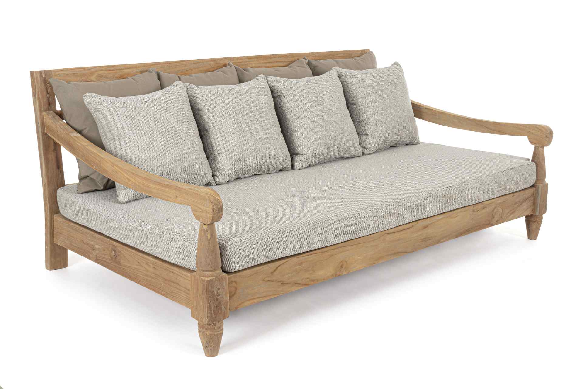 Gartensofa Bali aus Teakholz, Hellgrau