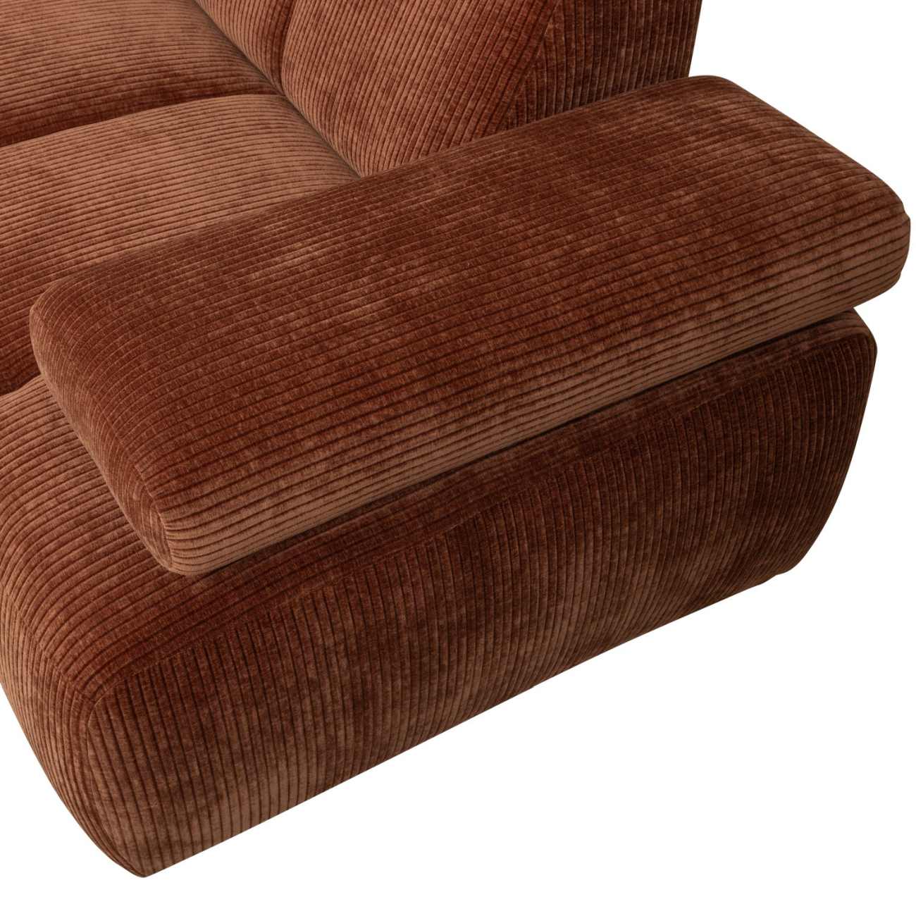 Ecksofa Mojo aus Flachcord Links, Rostbraun