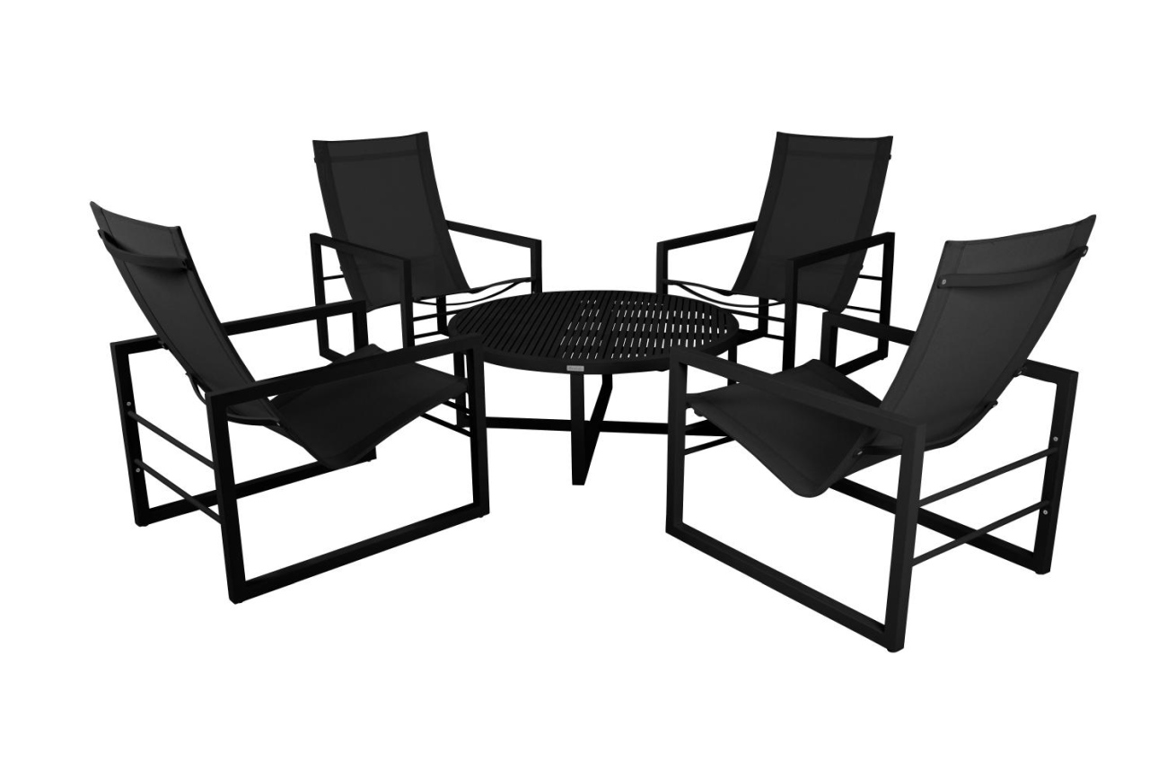 Gartencouchtisch Vevi Ø 100 cm, Schwarz