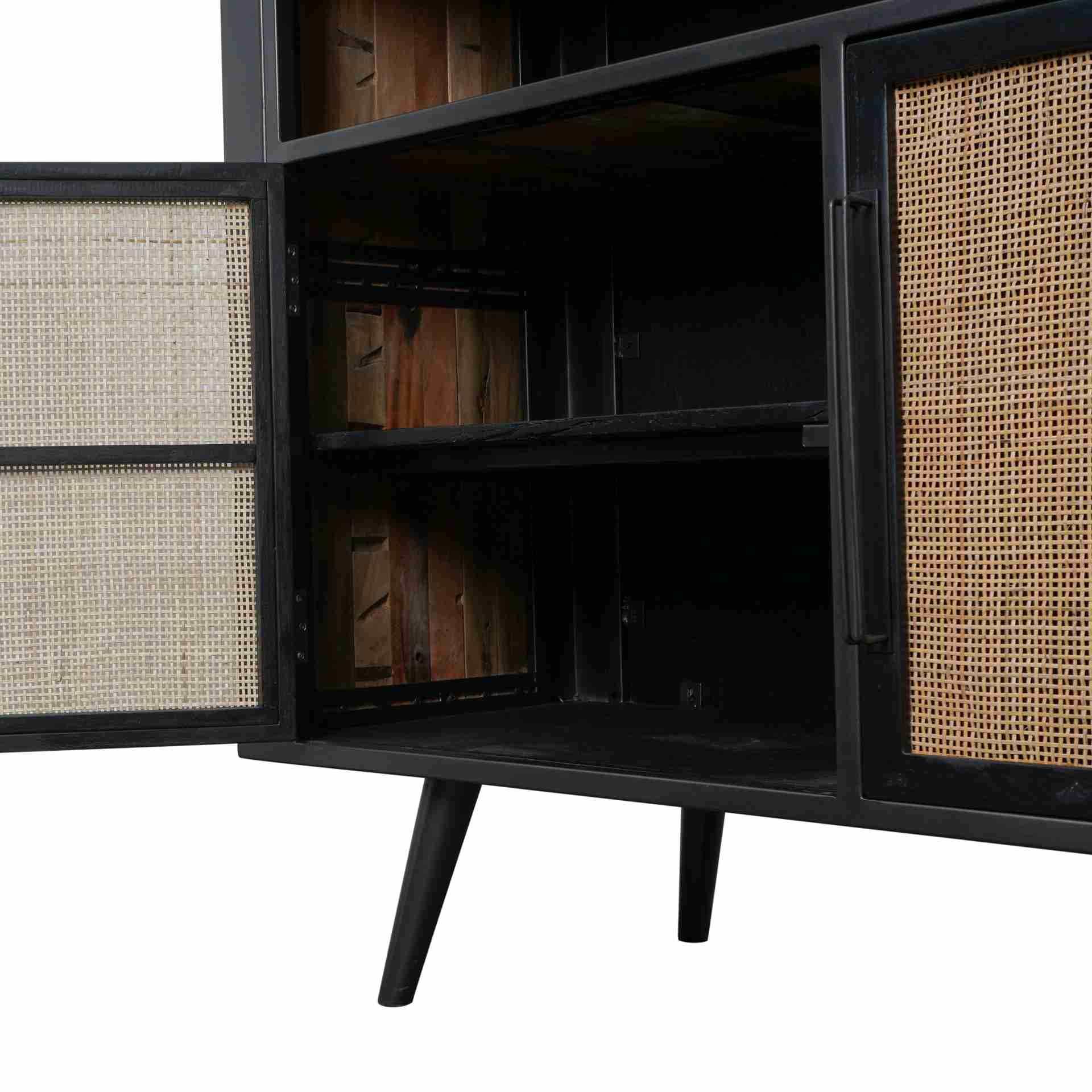 Highboard Nordic Rattan mit 4 Türen, 130 cm