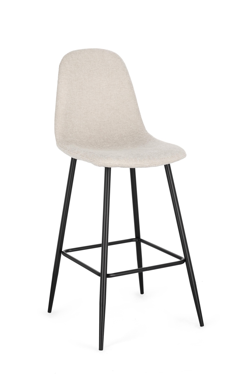 Barhocker New Irelia 2er- Set aus Stoff, Beige/Schwarz