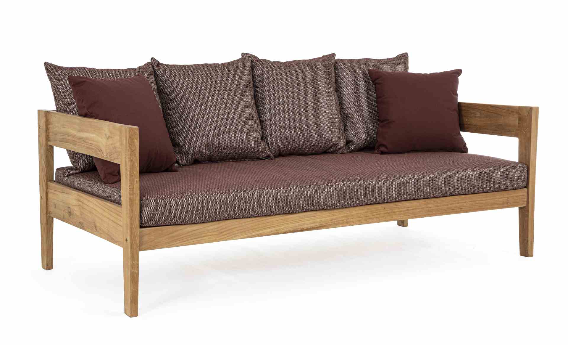 Gartensofa Kobo aus Teakholz, Weinrot