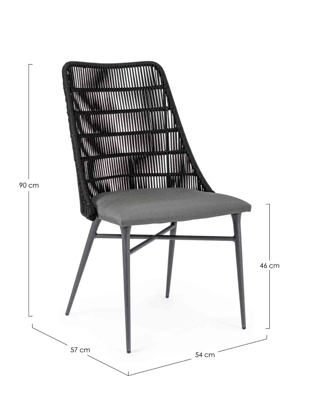 Gartenstuhl Tablita Outdoor Polyrattan Anthrazit mit Auflage