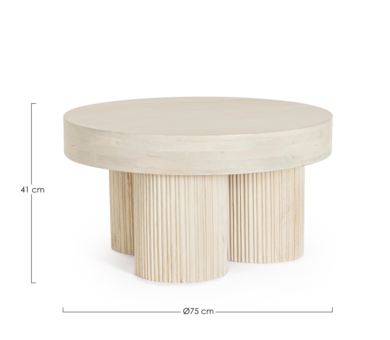 Couchtisch Dacca aus Mangoholz Ø 75cm, Creme