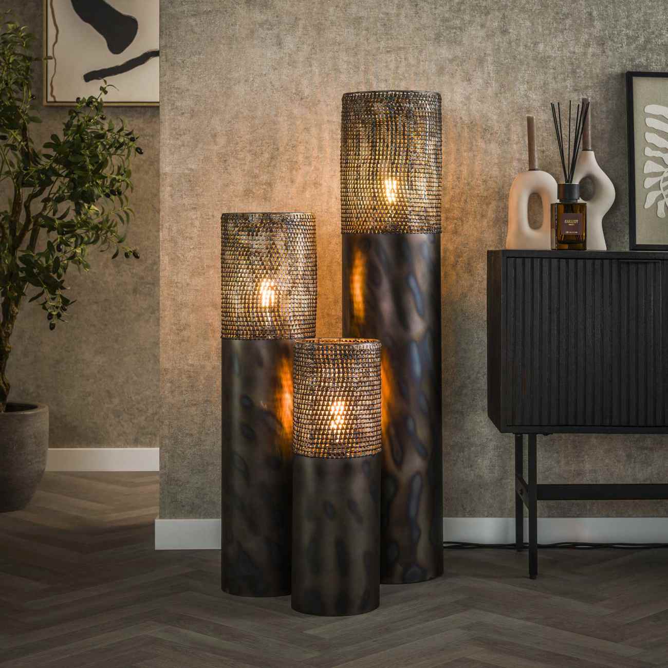 Stehleuchte Crocodi - Metall Schwarzbraun gebrannt, inkl. LED, 120 cm