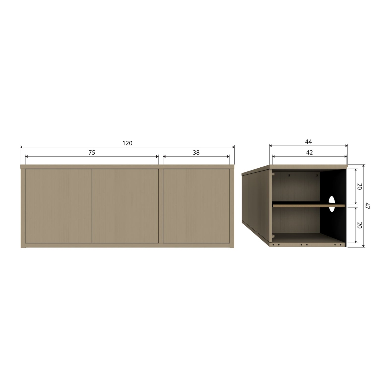 TV-Board Turner aus Kiefernholz, 120 cm