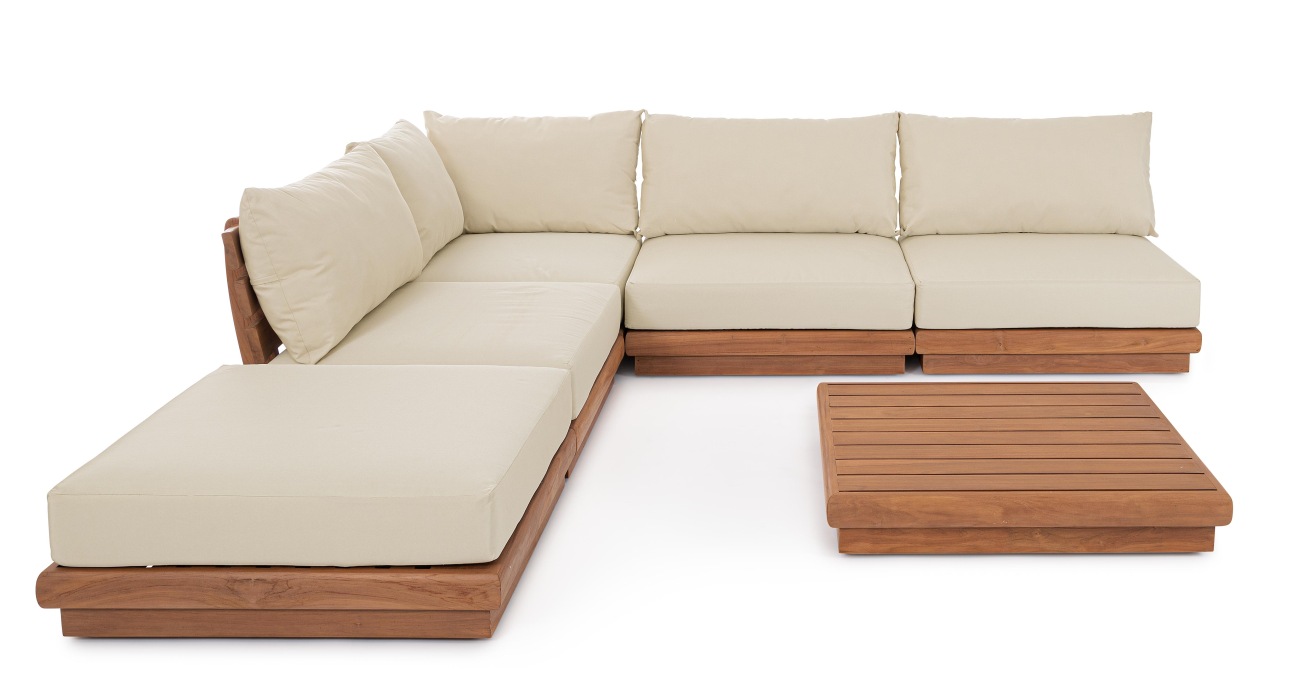 Gartencouchtisch Delgada aus Teakholz, 94x94 cm
