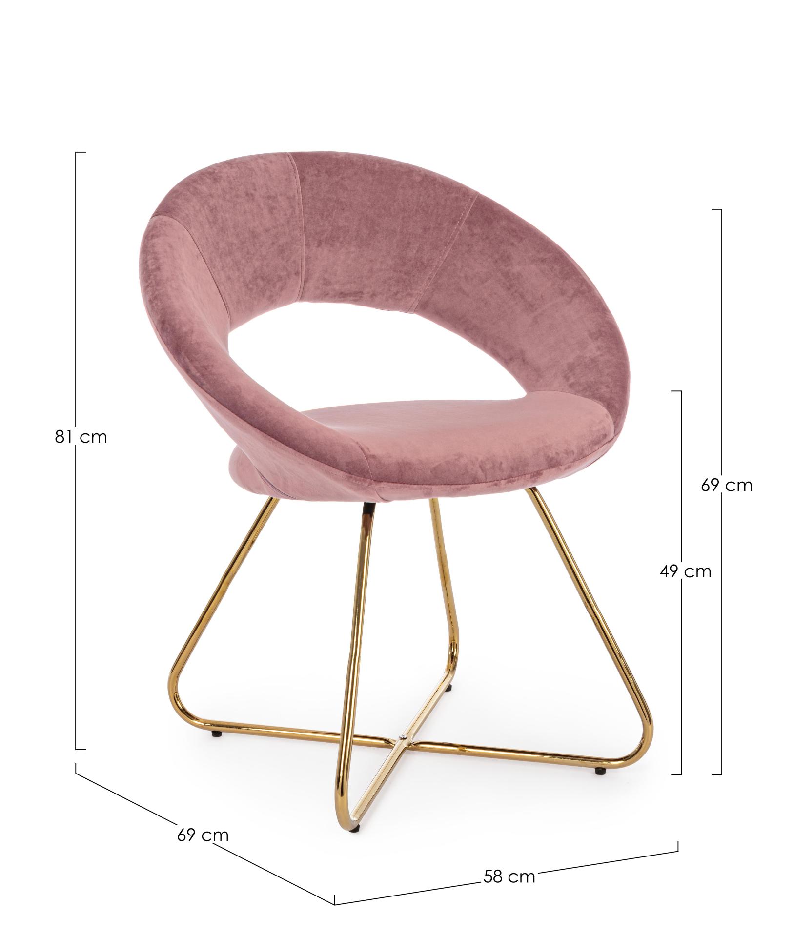 Sessel Vanity aus Samt, Rosa/Gold