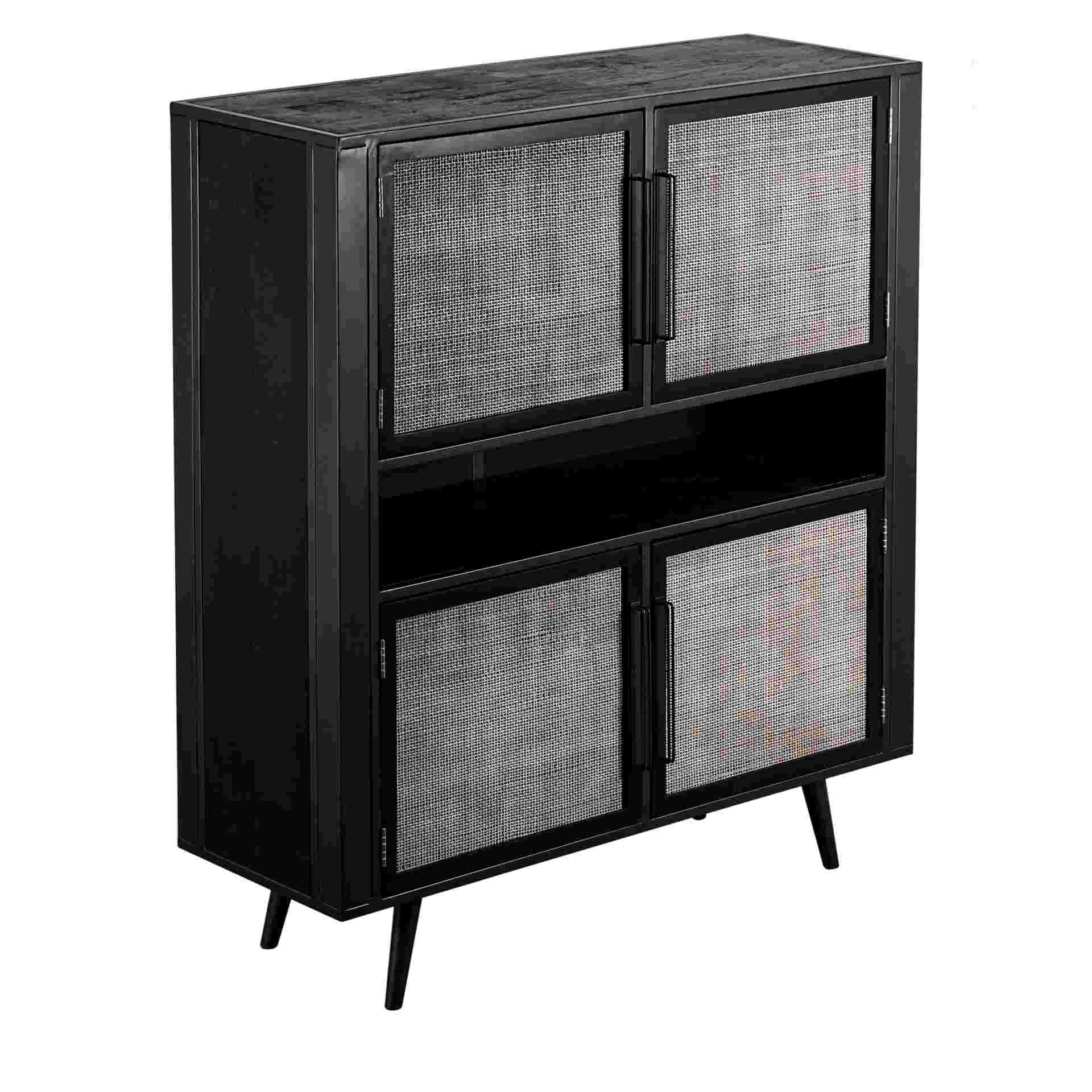 Highboard Nordic Mindi Rattan mit 4 Türen, 130 cm