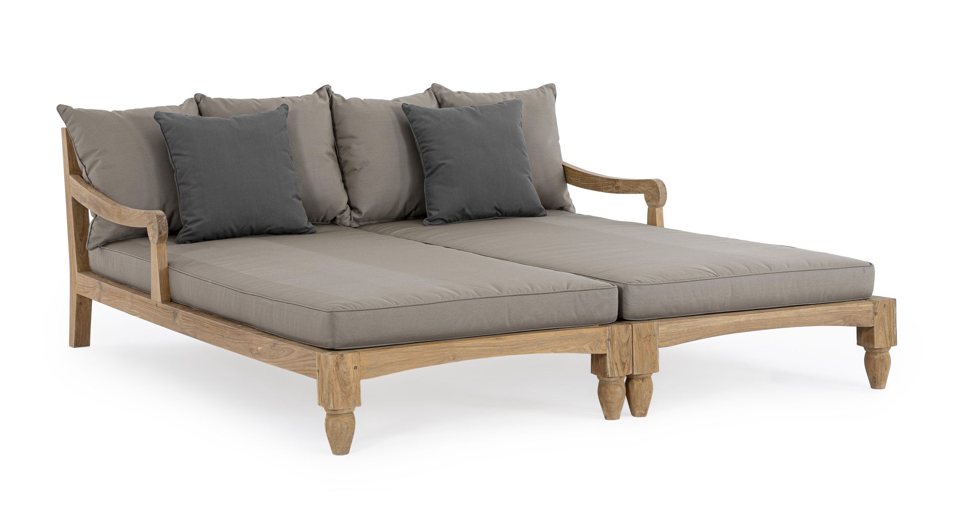 Daybed Bali aus Teakholz, Grau