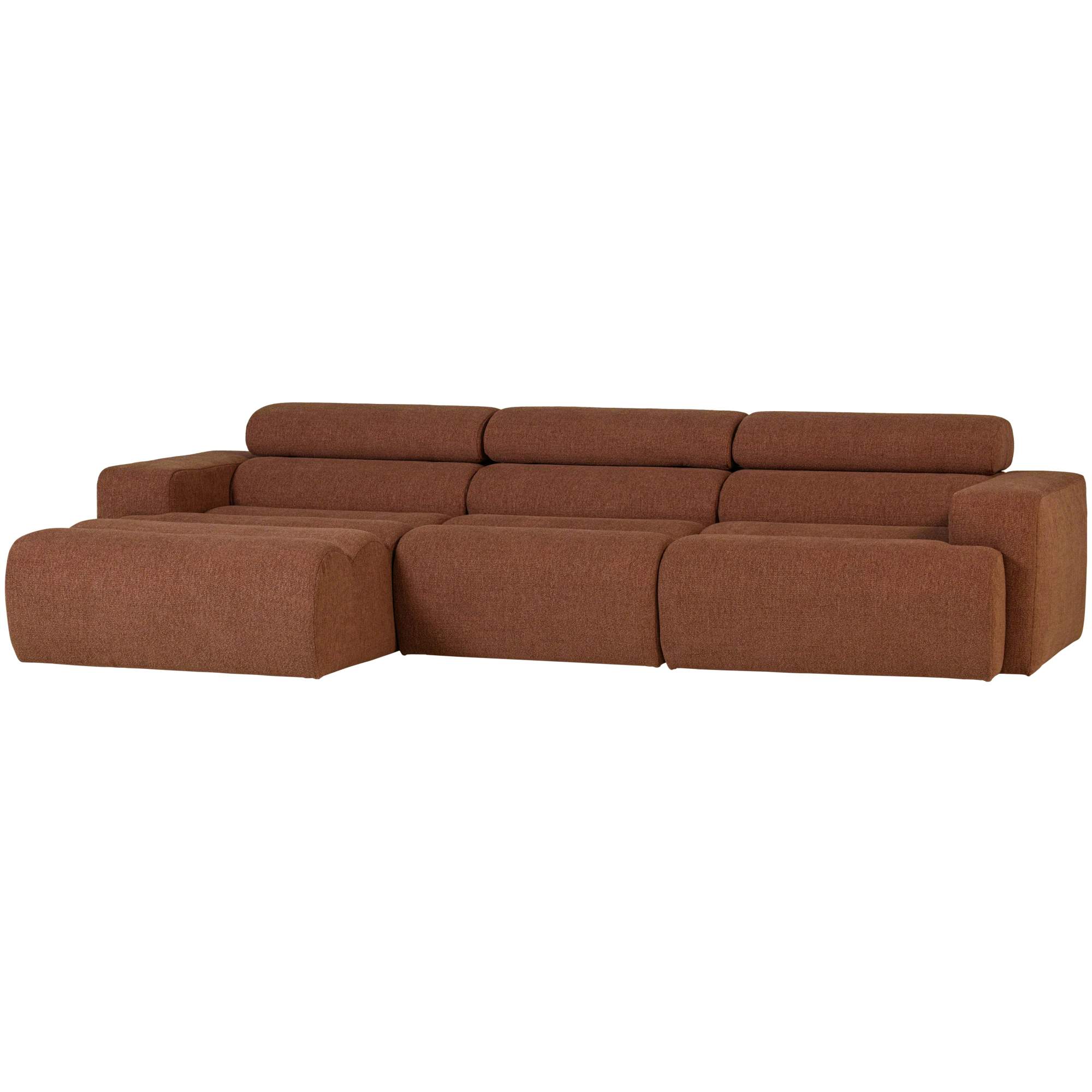 Ecksofa Novi Bouclé Terra - Chaiselongue mit verstellbarer Nackenstütze, Links