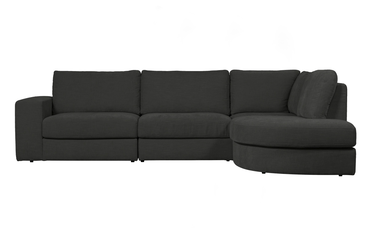 Ecksofa Family aus Webstoff Rechts, Anthrazit