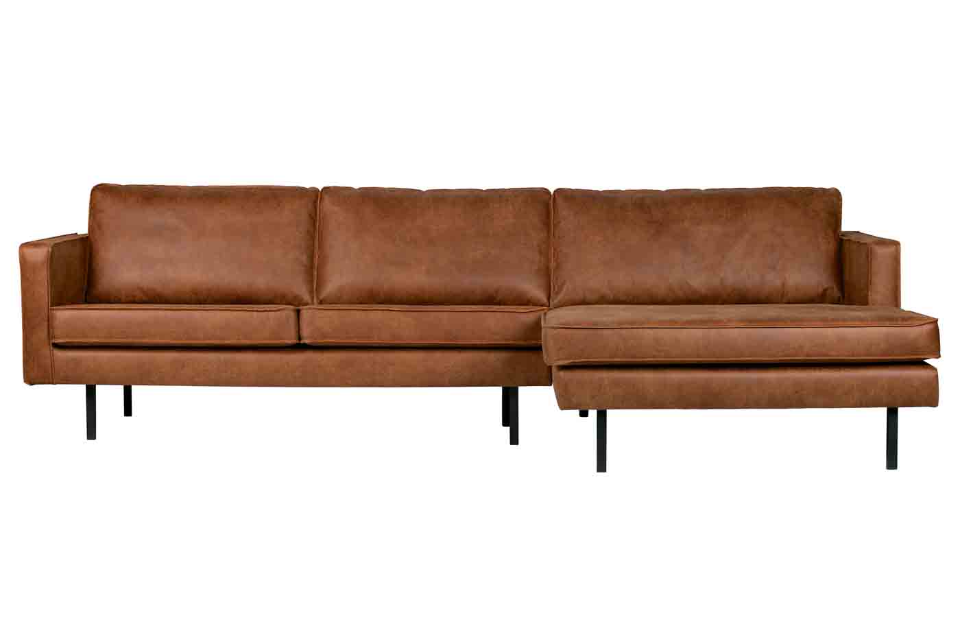 Ecksofa Rodeo Chaiselongue Lederoptik, rechts Cognac