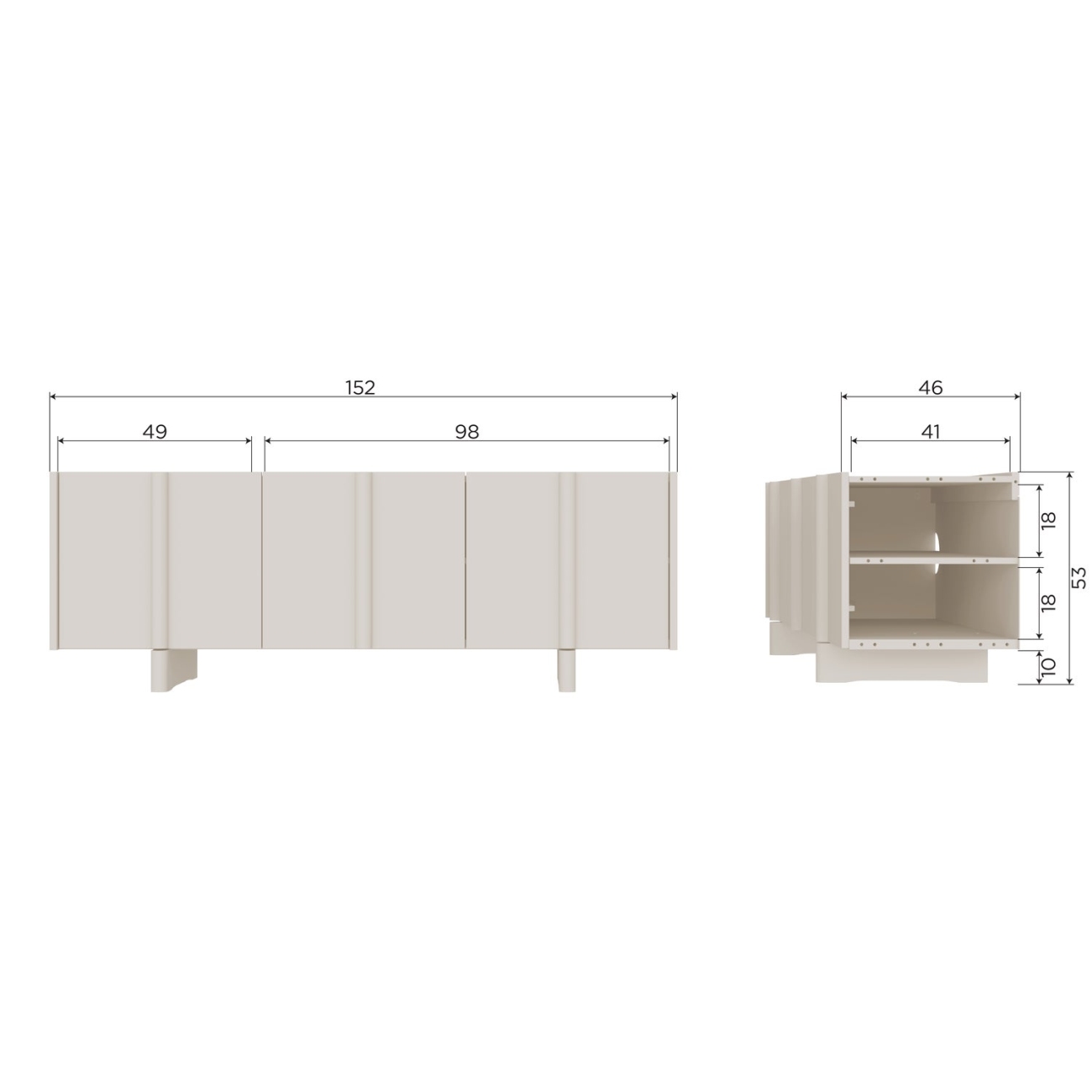 TV-Board Basu aus Kiefernholz 152 cm, Natur