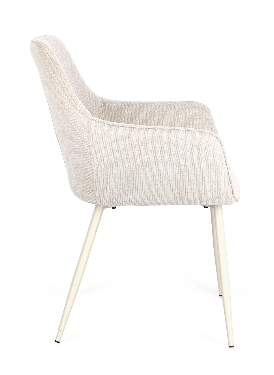 Esszimmerstuhl Cora 2er-Set mit Armlehne, Beige / Beige