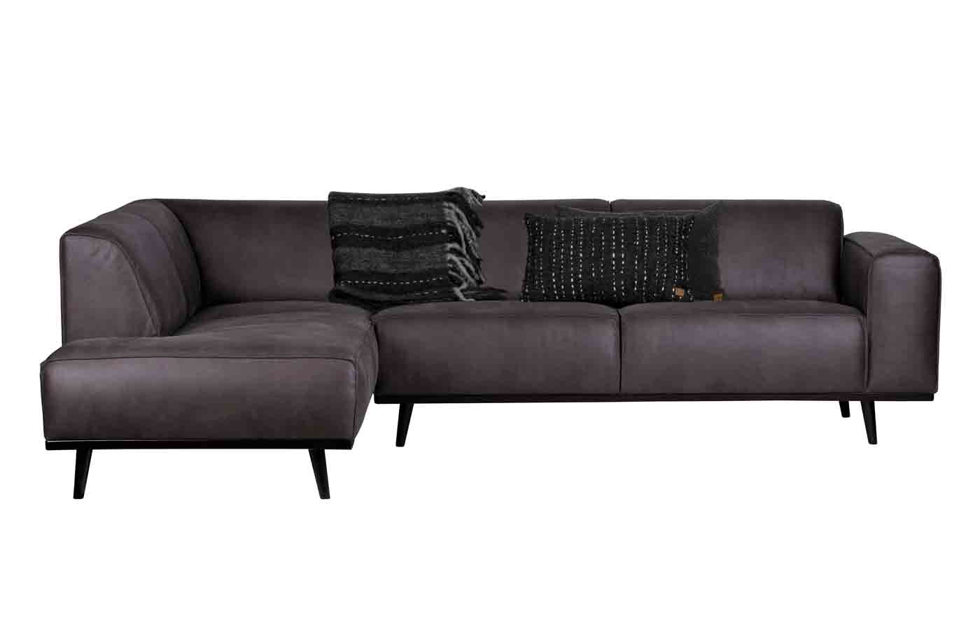 Ecksofa Statement Lederoptik, links Grau