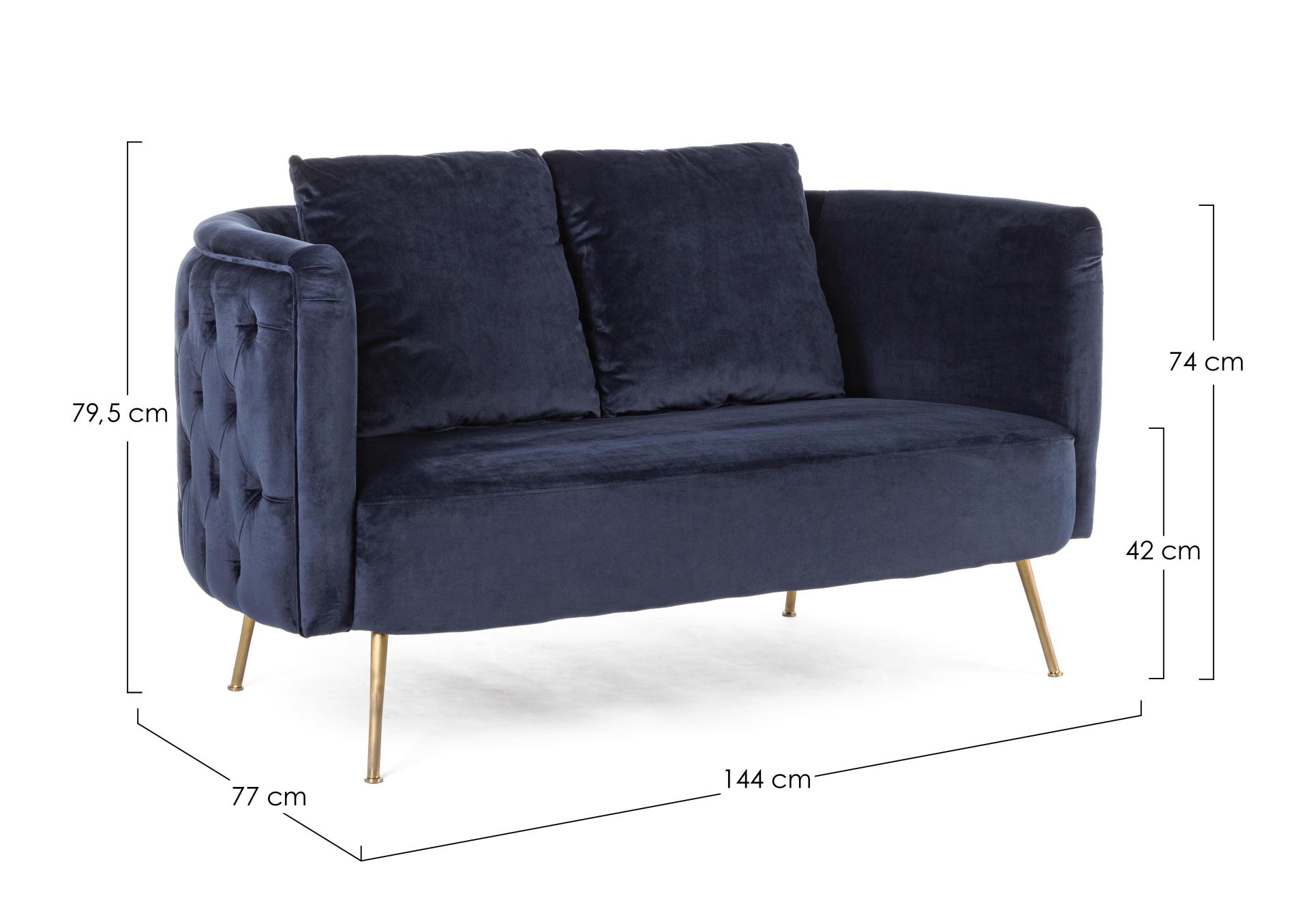 2-Sitzer Sofa Tenbury in Samt-Optik, Blau