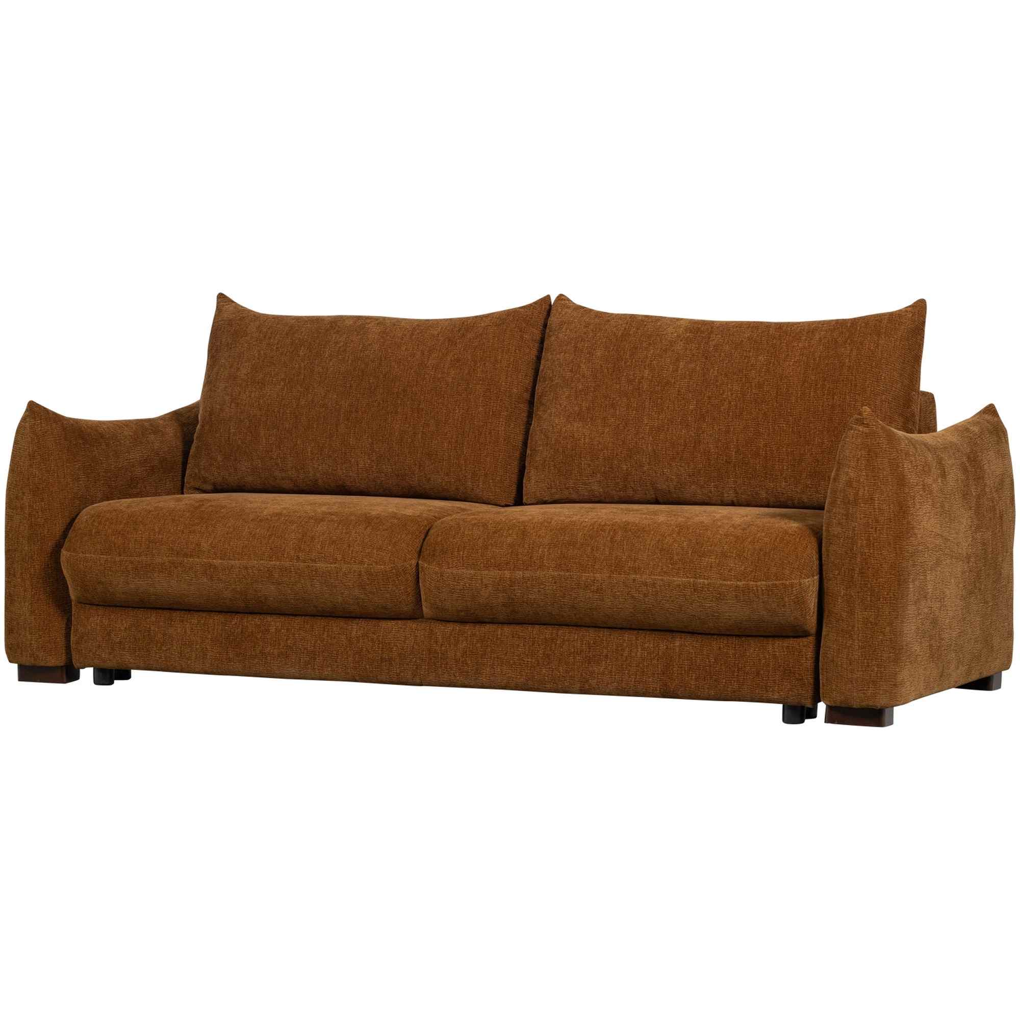 Schlafsofa Jonne 3-Sitzer Chenille Braun - bequem, wandelbar & weich gepolstert, 233 x 105 x 92 cm