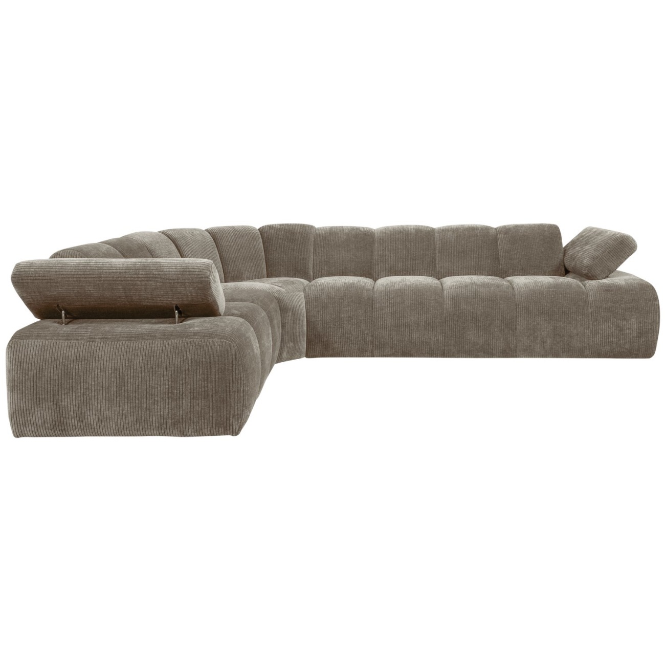 Ecksofa Mojo aus Flachcord Links, Sand