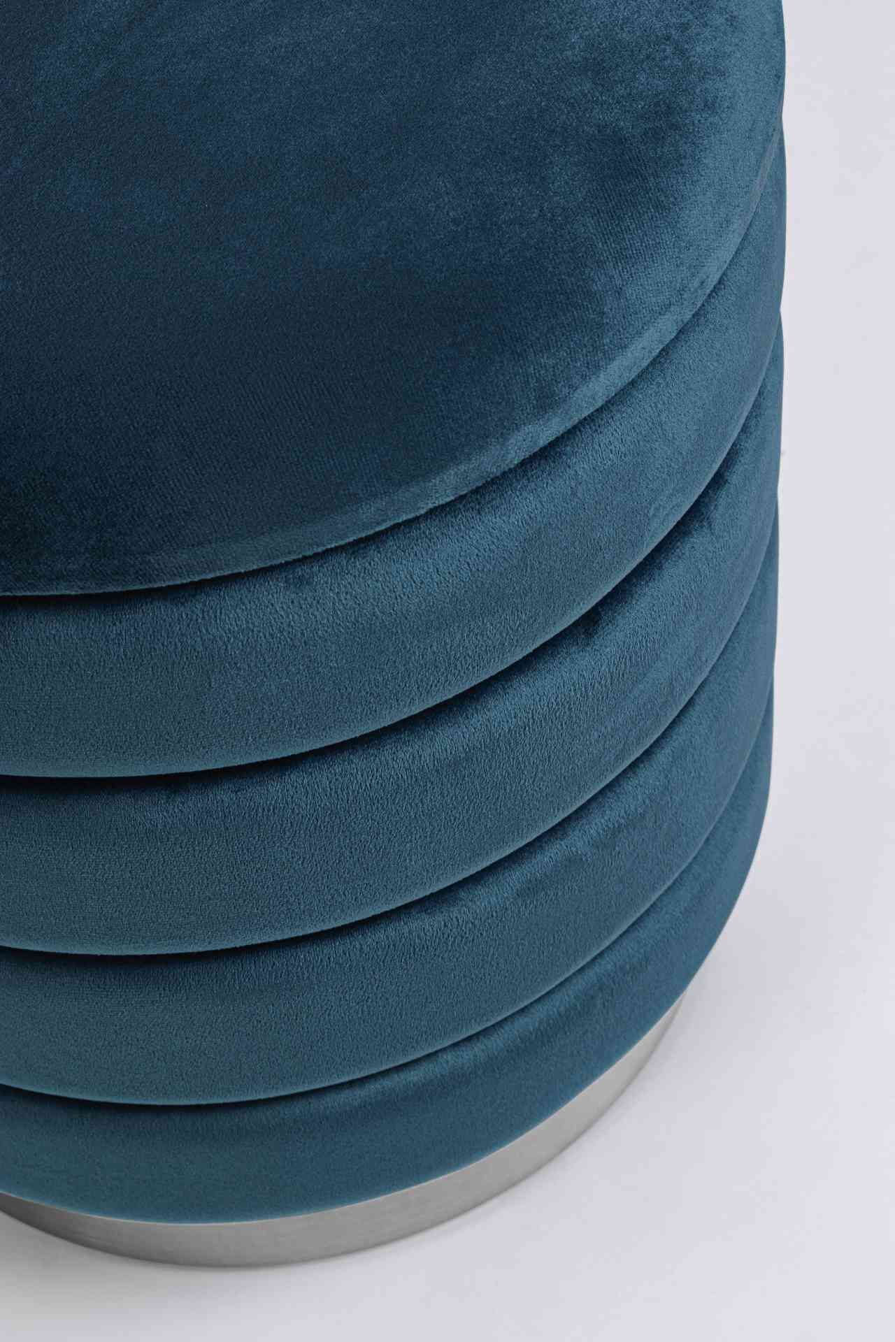 Pouf Darina 2er-Set in Samt-Optik, Blau