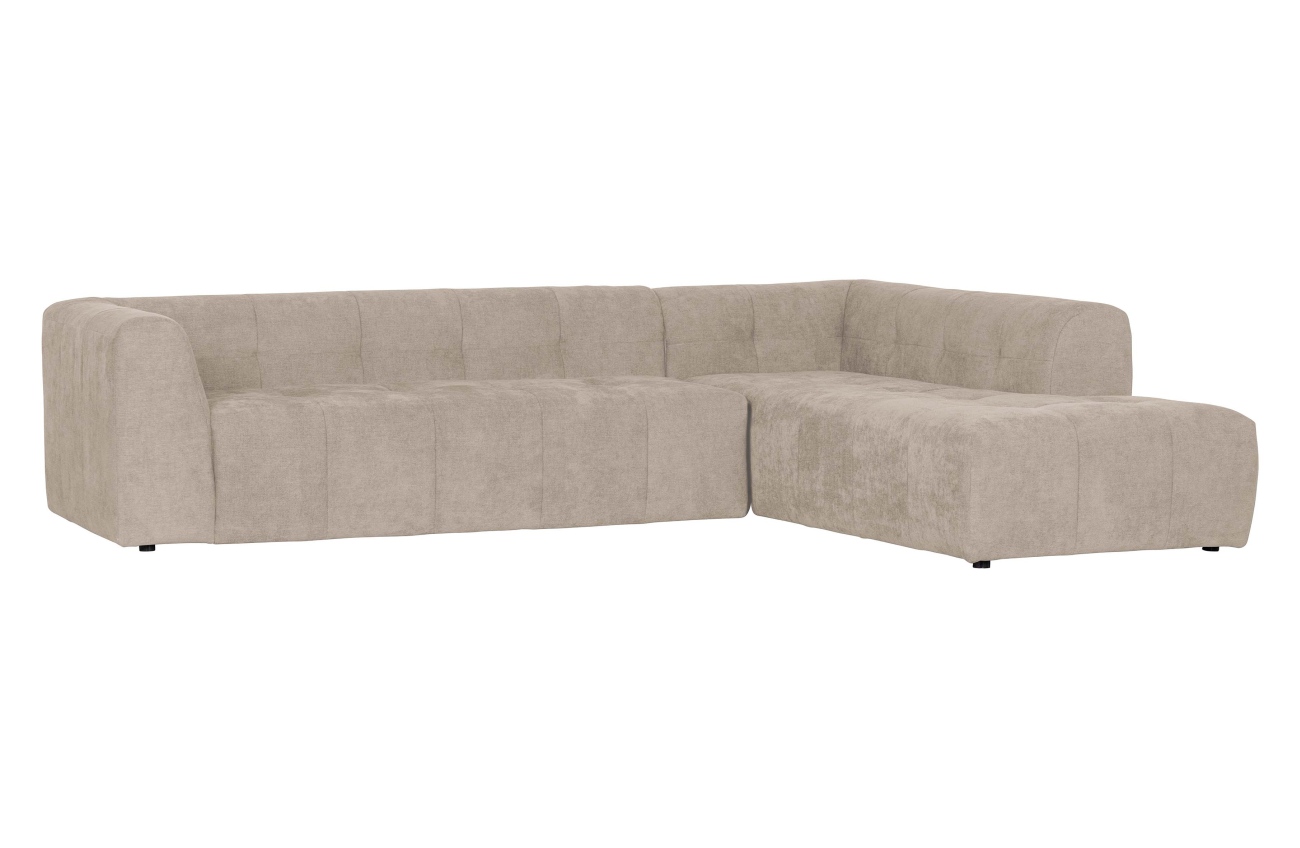 Ecksofa Grid aus Chenille-Gewebe Rechts, Beige