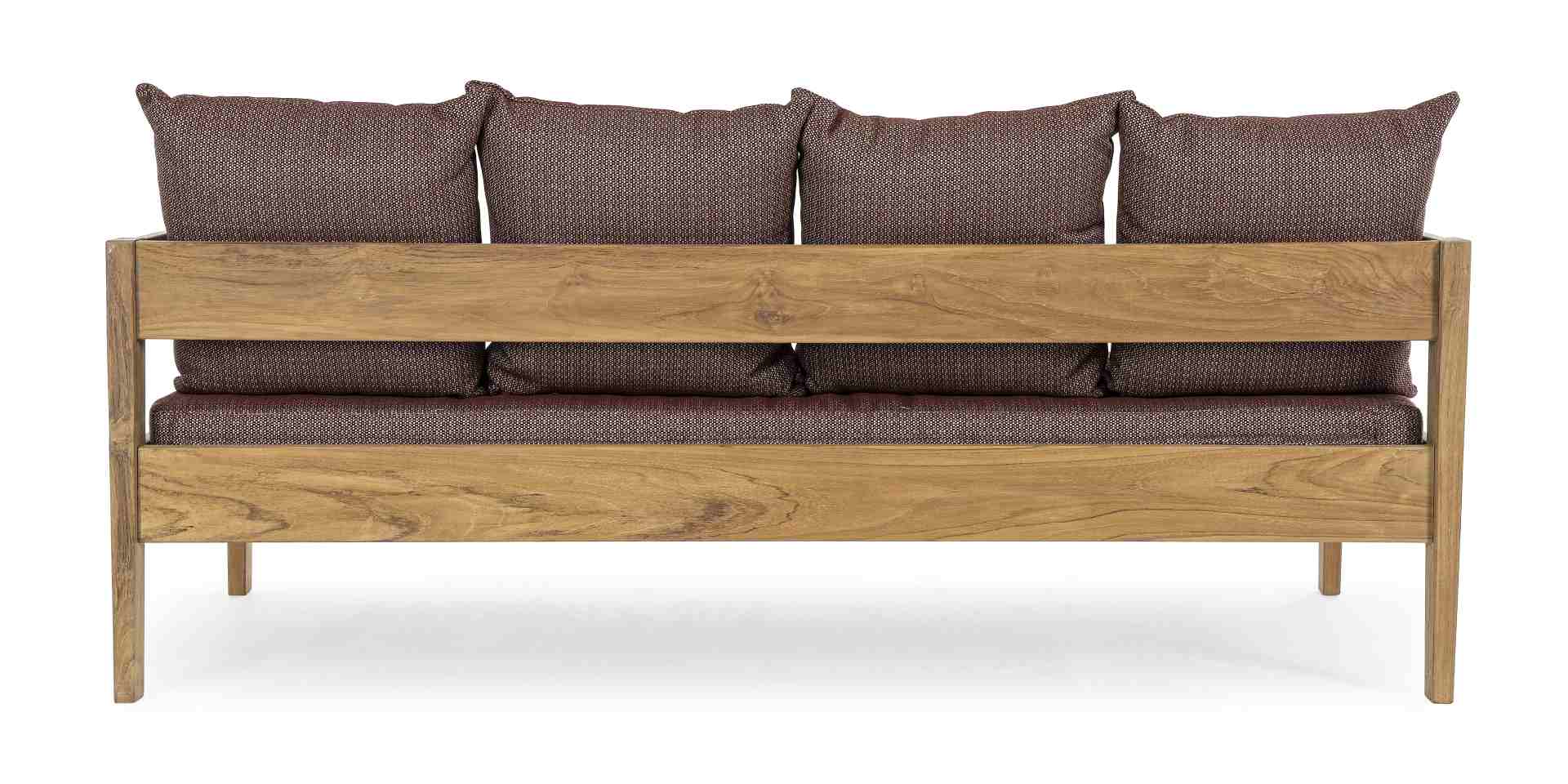 Gartensofa Kobo aus Teakholz, Weinrot