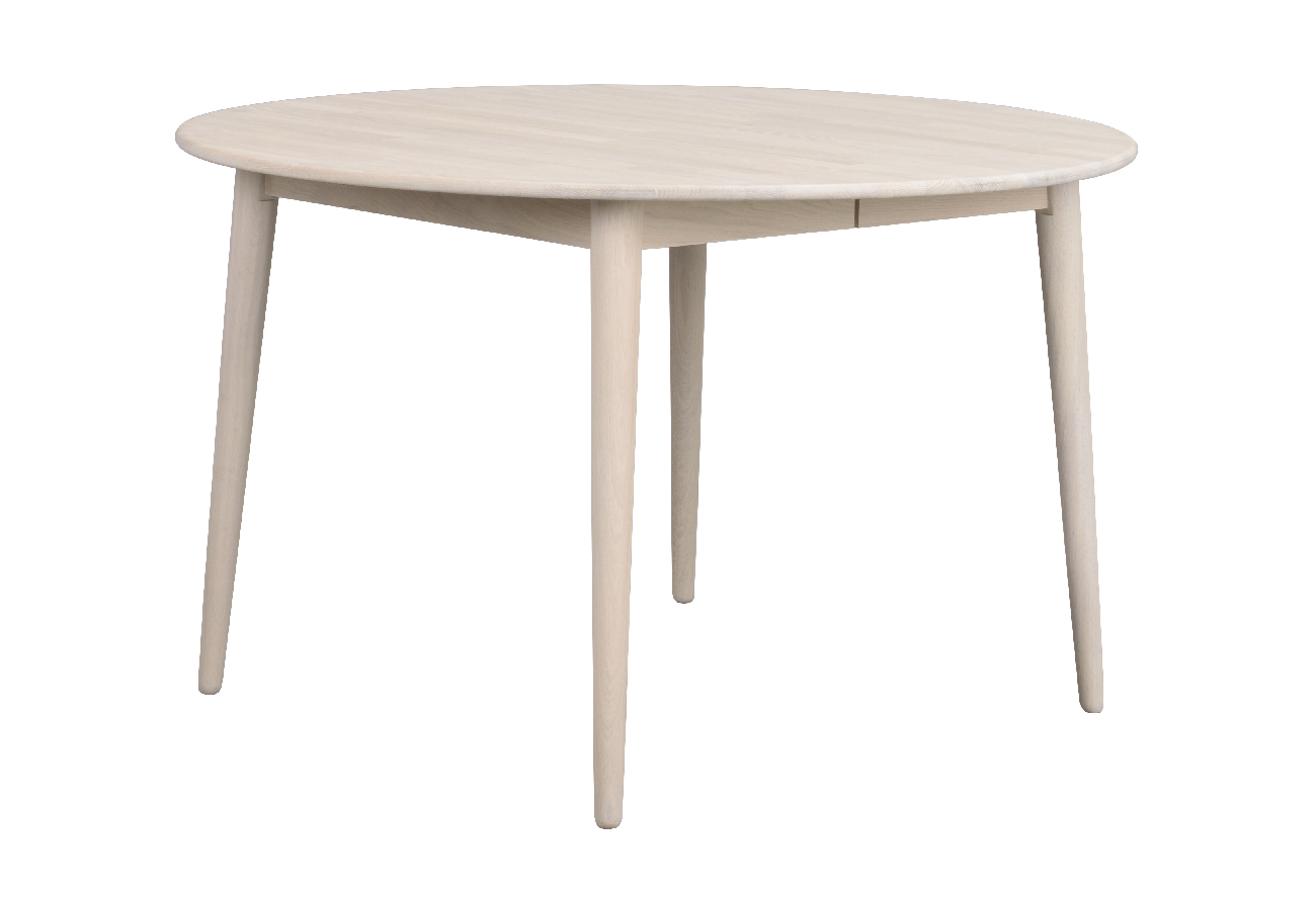 Ausziehtisch Tyler Rund 120/165cm, Eiche Weiß pigmentiert