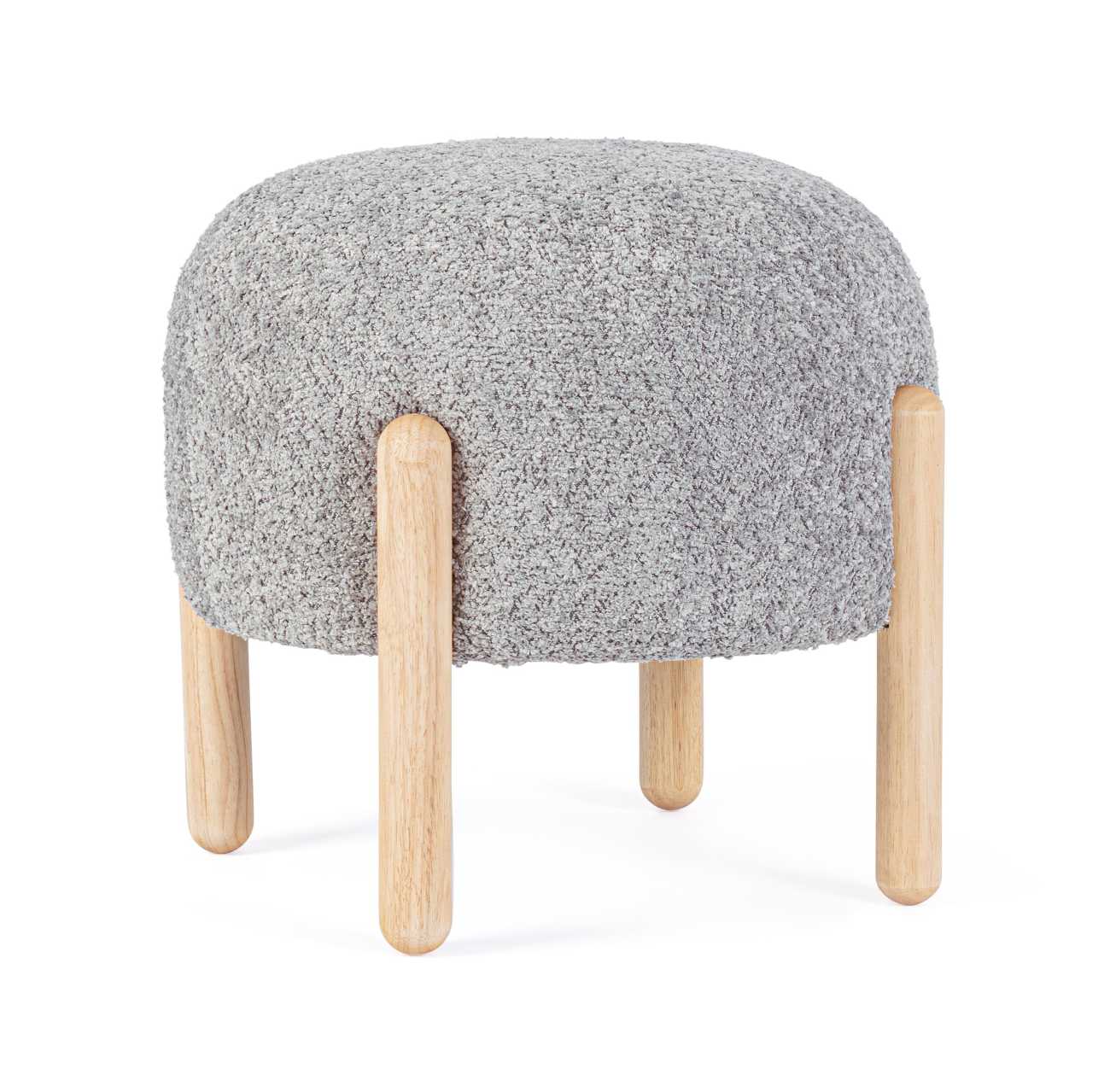 Hocker Dayla aus Boucle-Stoff, Grau