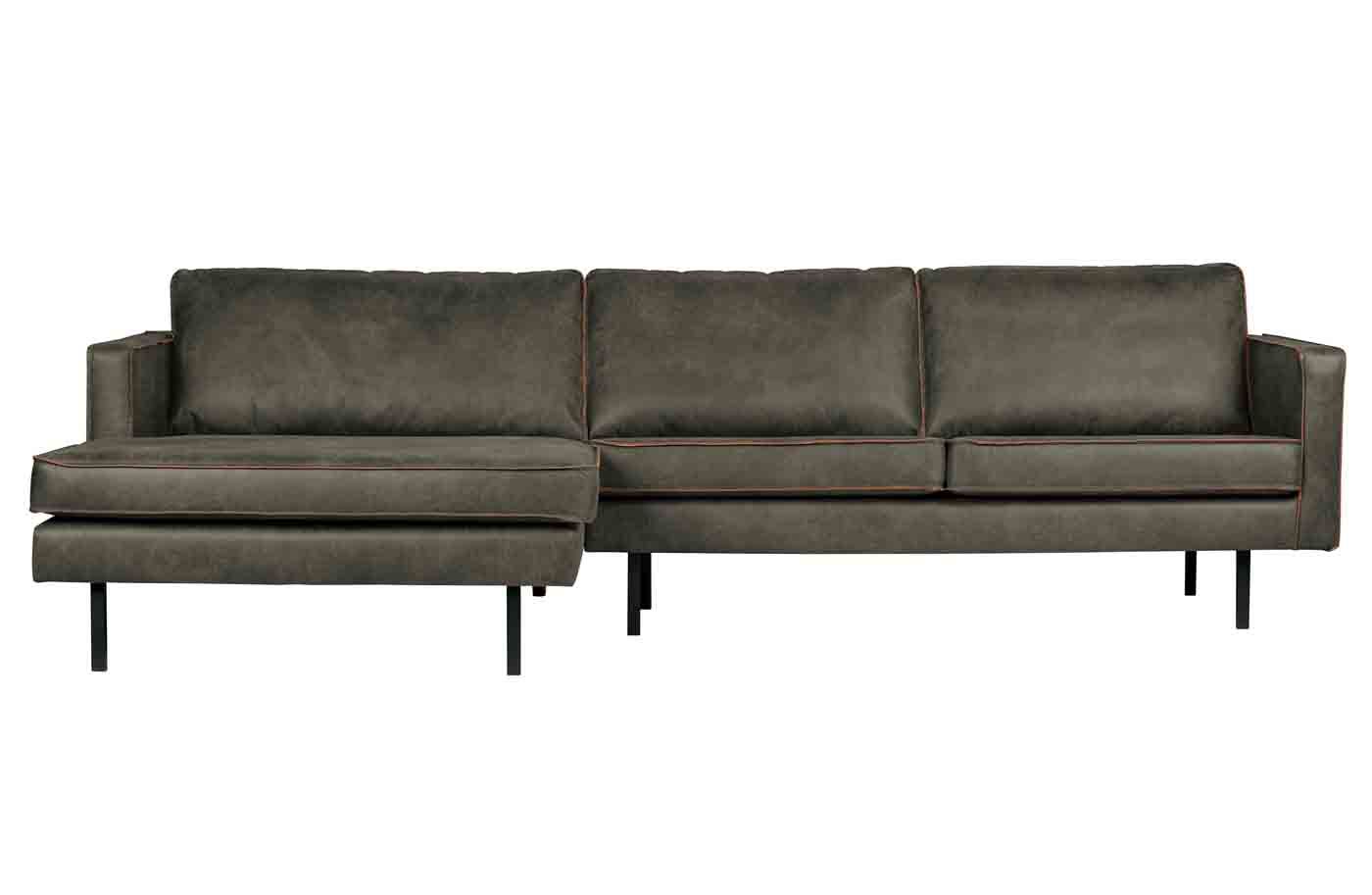 Ecksofa Rodeo Chaiselongue Lederoptik, links Army