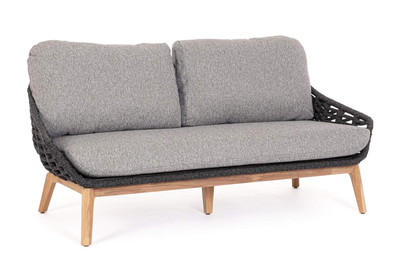 Gartensofa Tamires aus Teakholz, Anthrazit