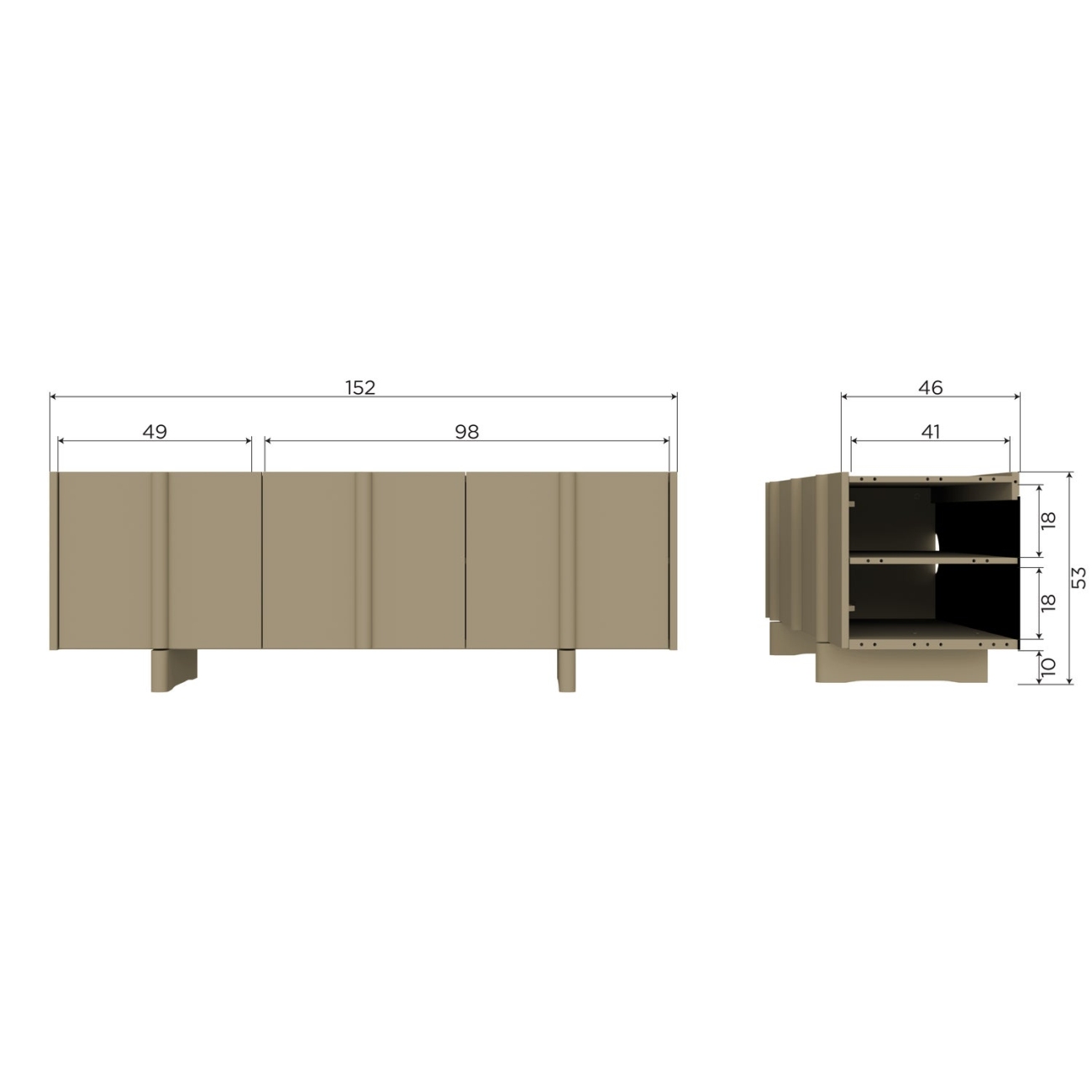 TV-Board Basu aus Kiefernholz 152 cm, Olive