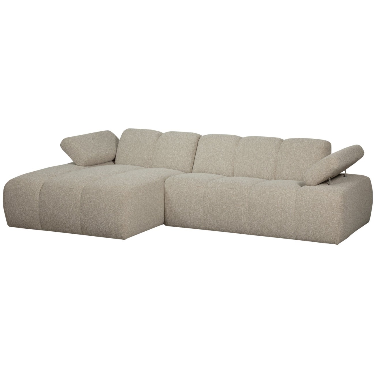 Chaiselongue Mojo aus Boucle-Stoff Links, Beige