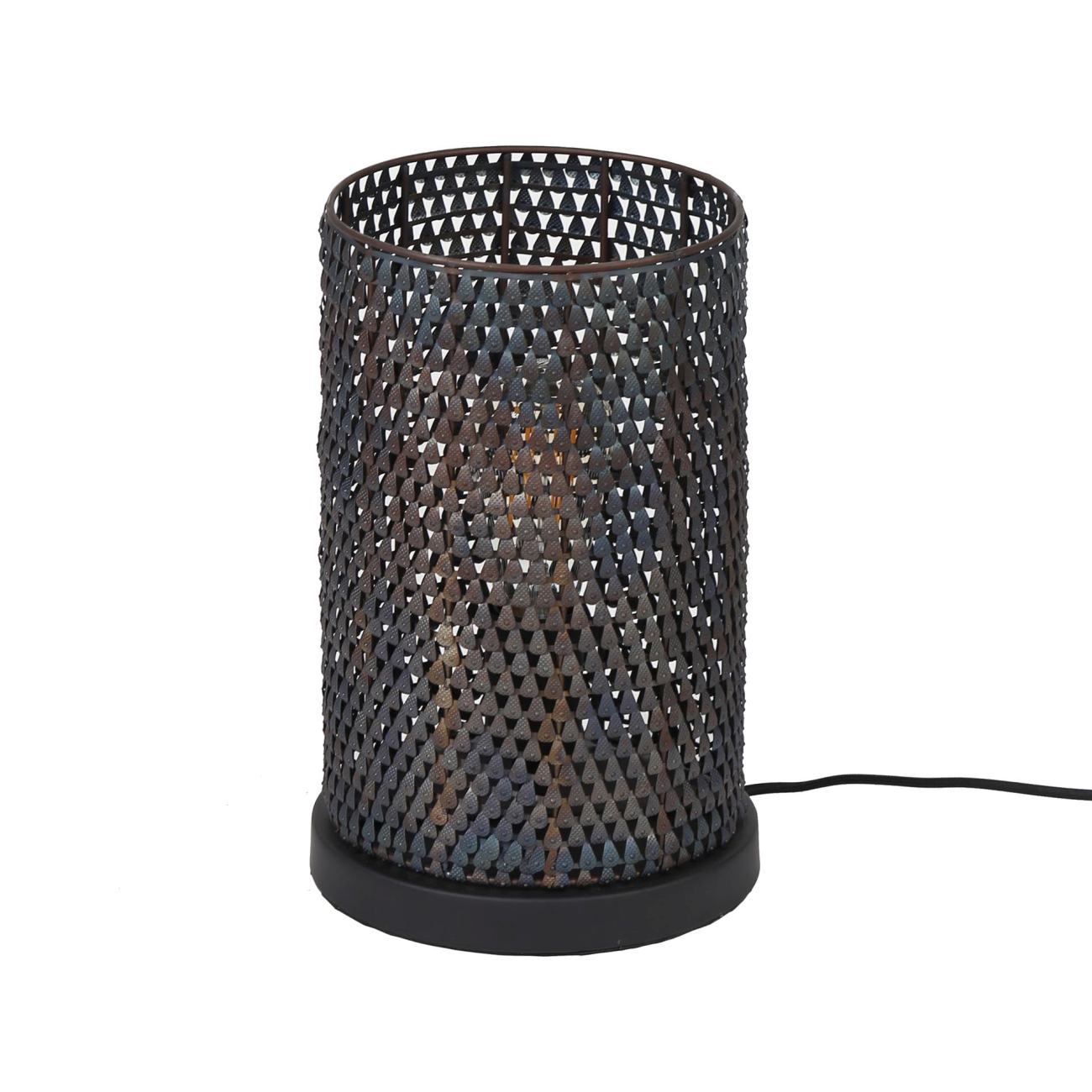 Tischleuchte Crocodi - Metallzylinder Schwarzbraun, Ø 20 cm, inkl. LED