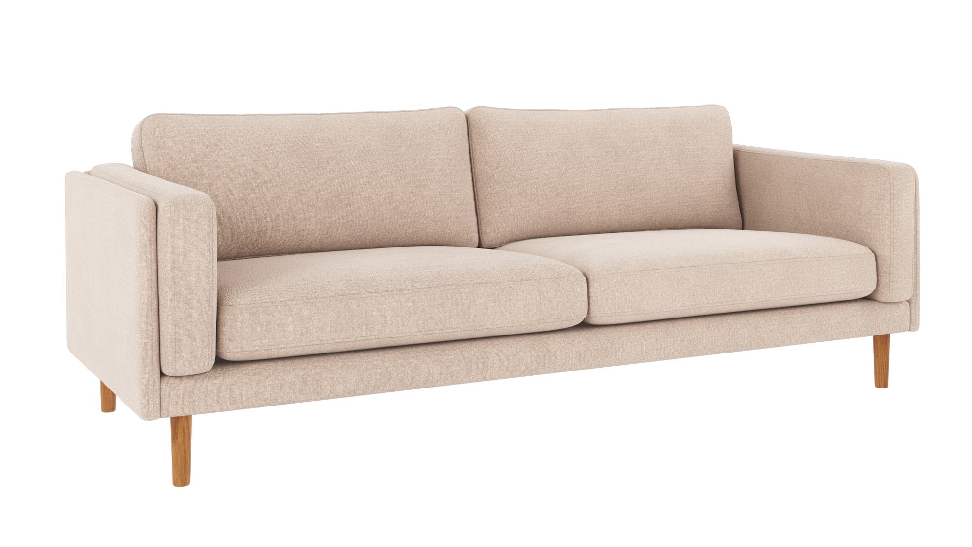 Sofa Braden 3-Sitzer, Beine Eiche, Bezug Rita Hellbeige