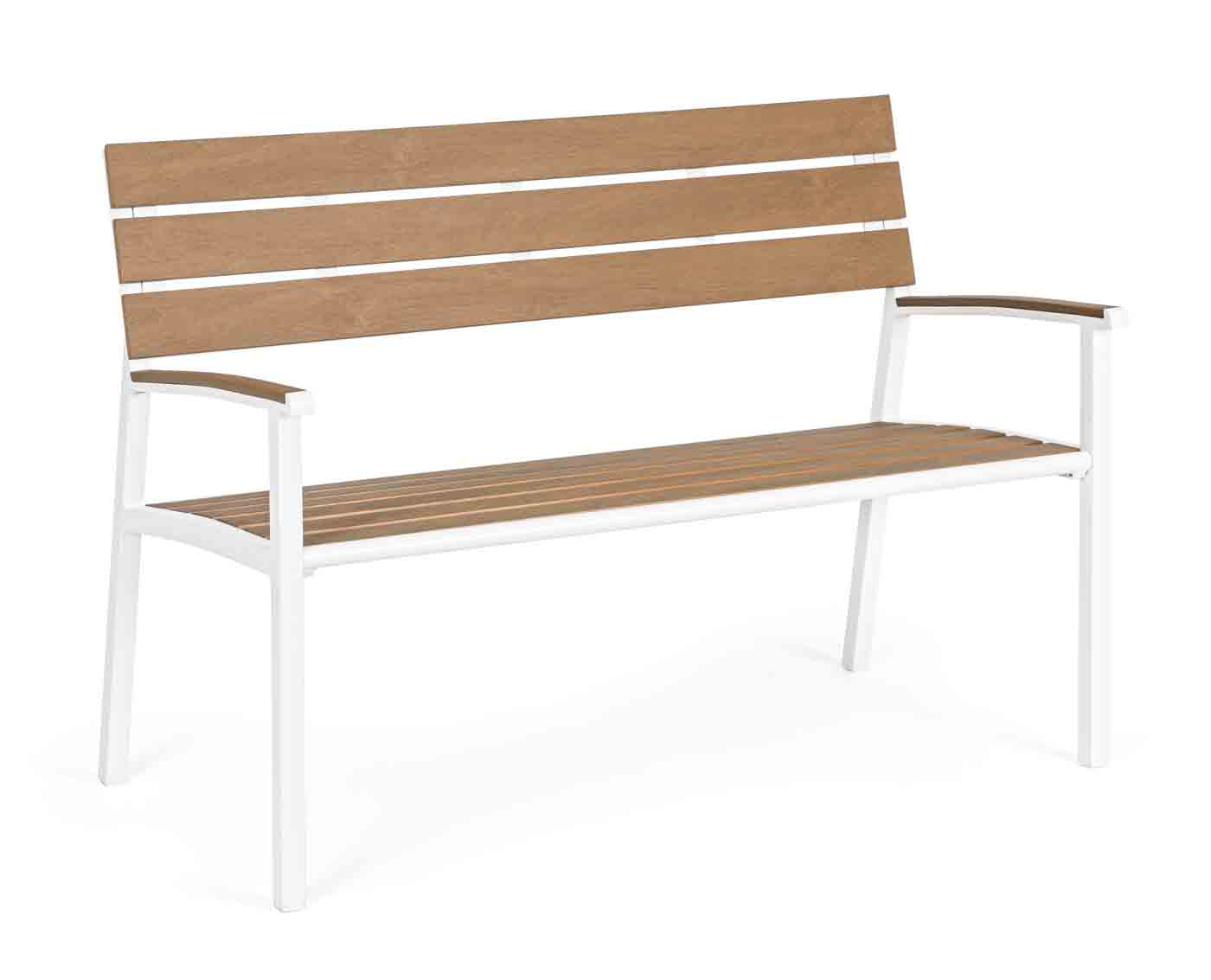 Gartenbank Isak aus Aluminium und Polyholz, Weiß Gartenbank Isak aus Aluminium und Polyholz, Weiß