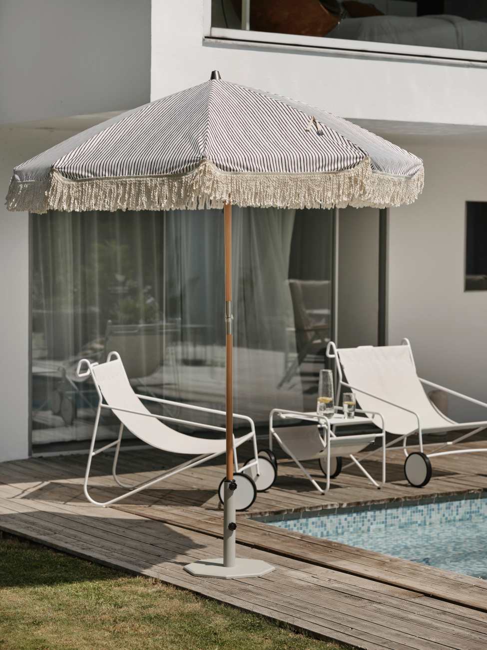 Sonnenschirm Gatsby Ø 185 cm, Grau / Weiß