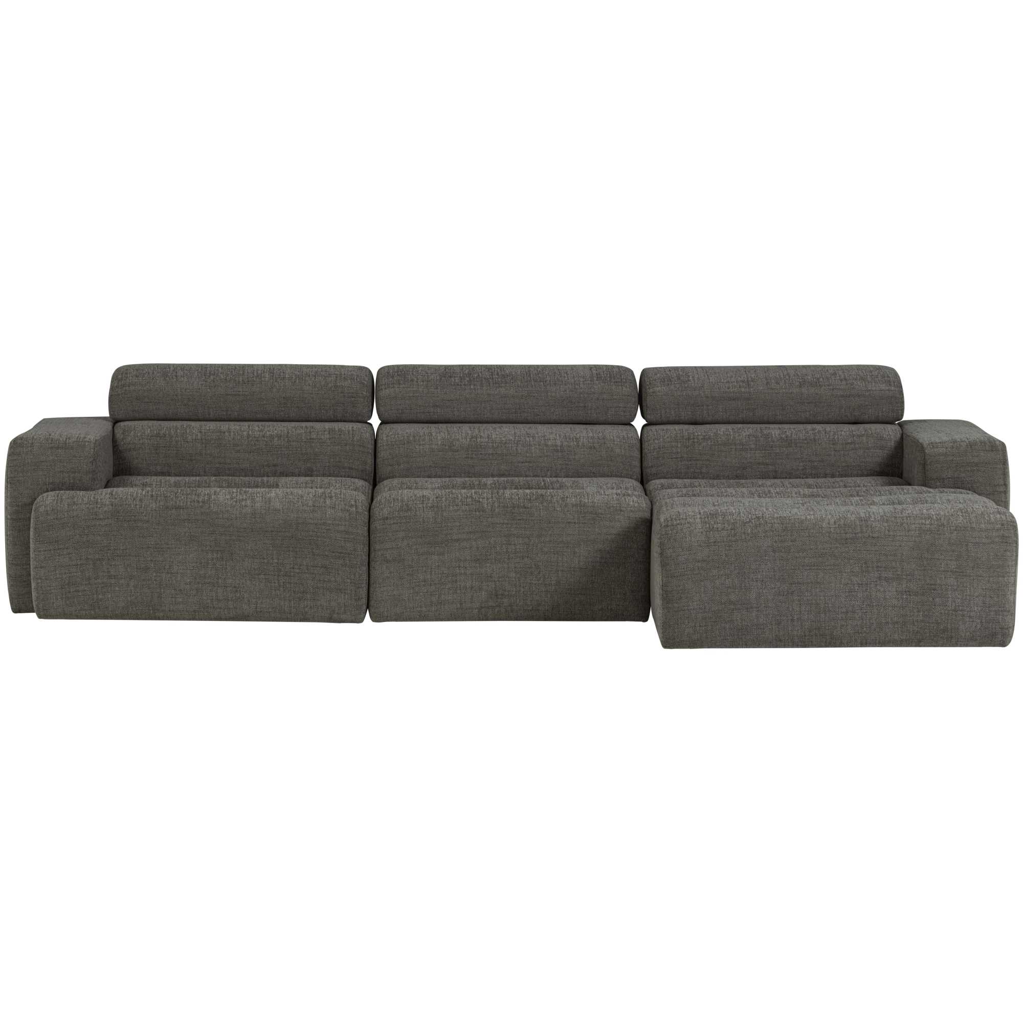 Ecksofa Novi Melange Grau - Chaiselongue mit verstellbarer Nackenstütze, Rechts