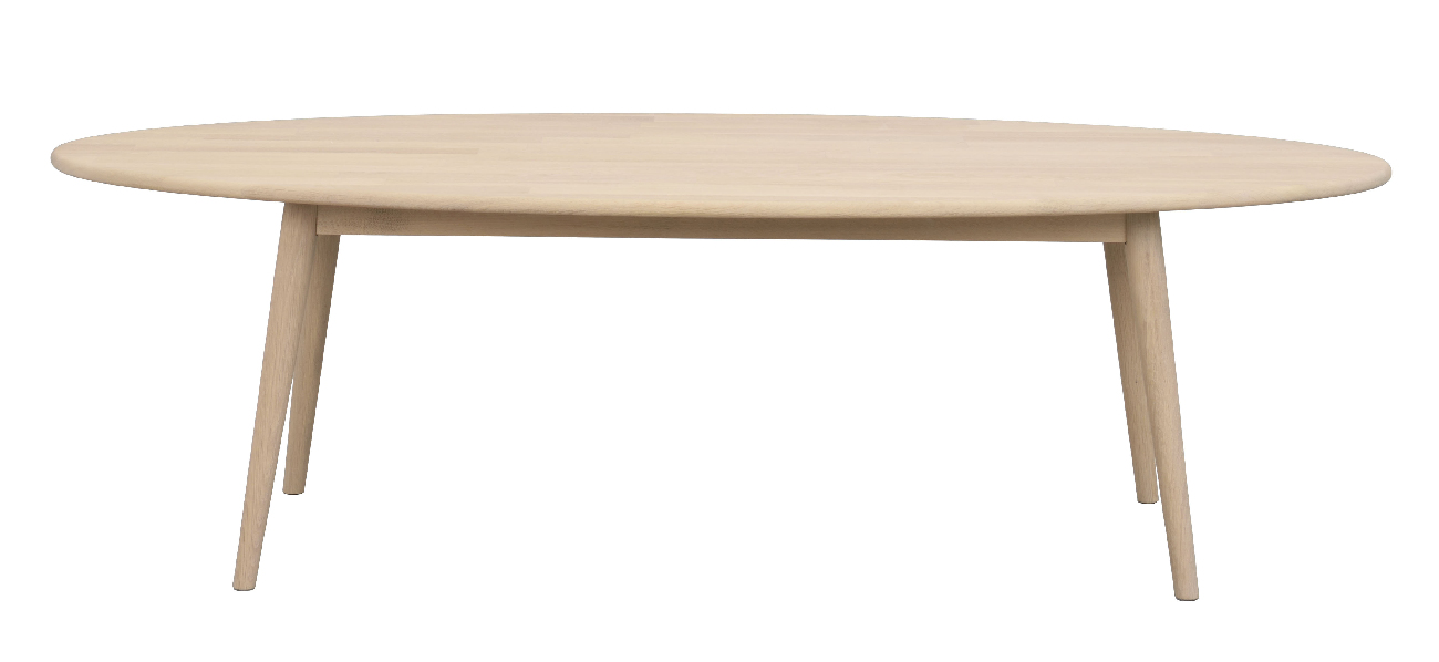 Couchtisch Tompkins Oval 150x60x45cm, Eiche Weiß pigmentiert