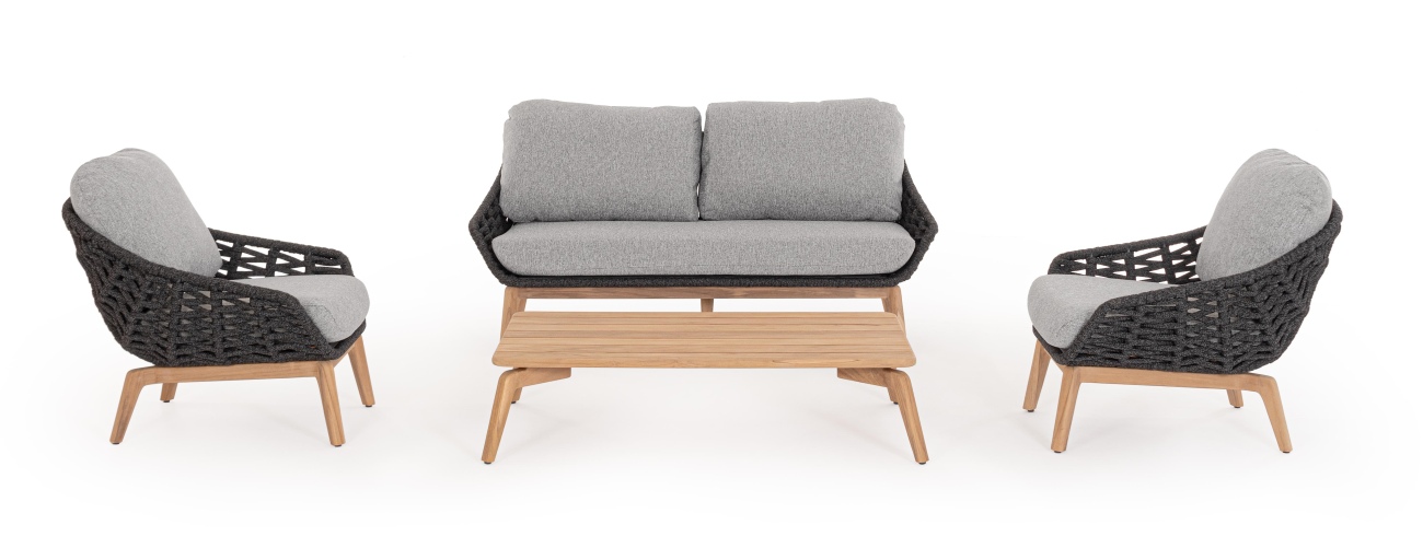 Gartensofa Tamires aus Teakholz, Anthrazit