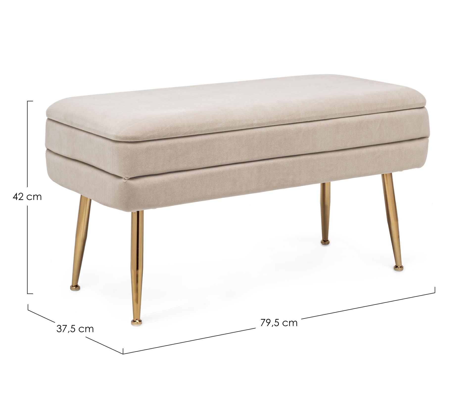 Bank Pavlina aus Samt 80 cm, Beige