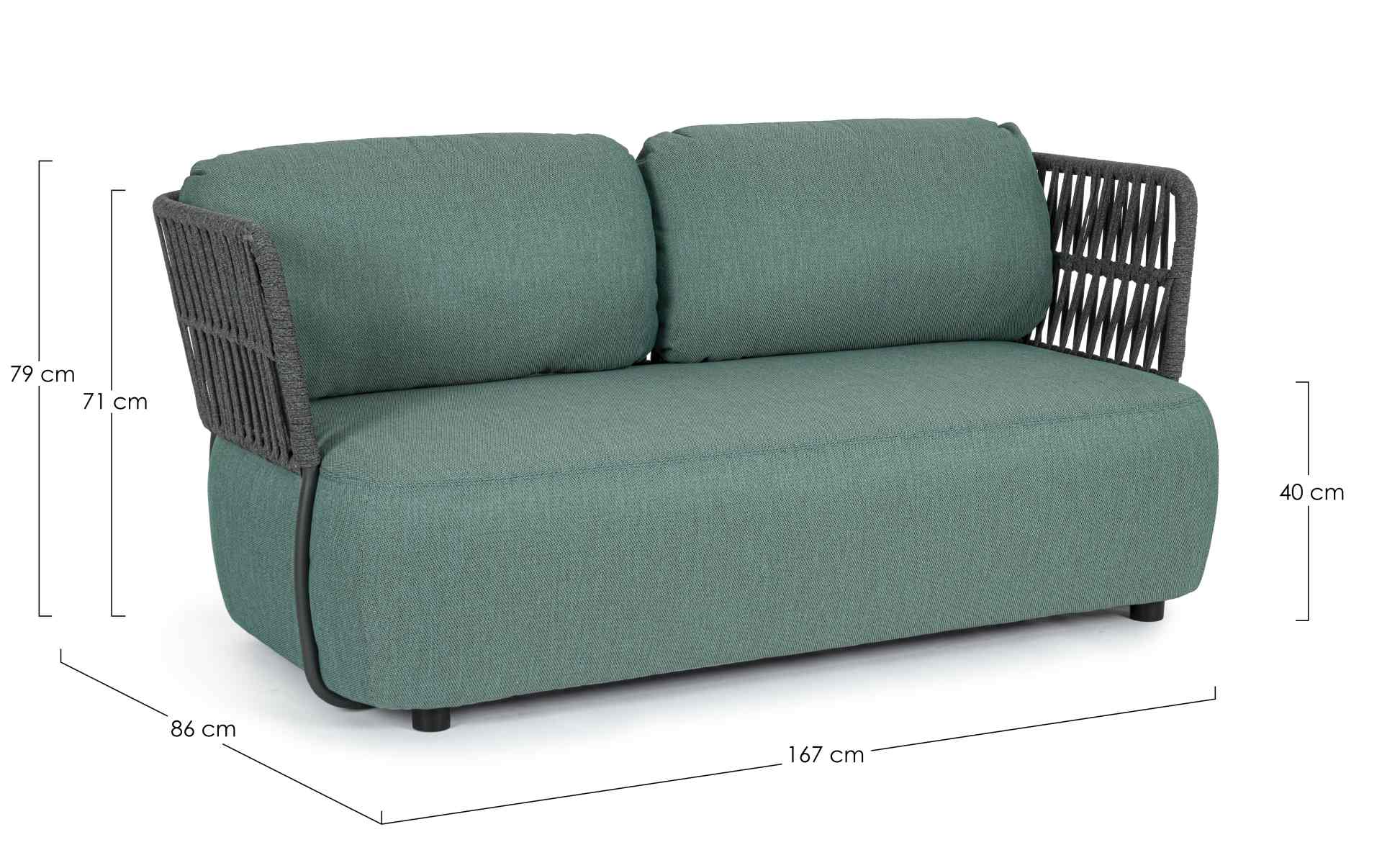 Sofa Palmer aus Aluminium, Jade