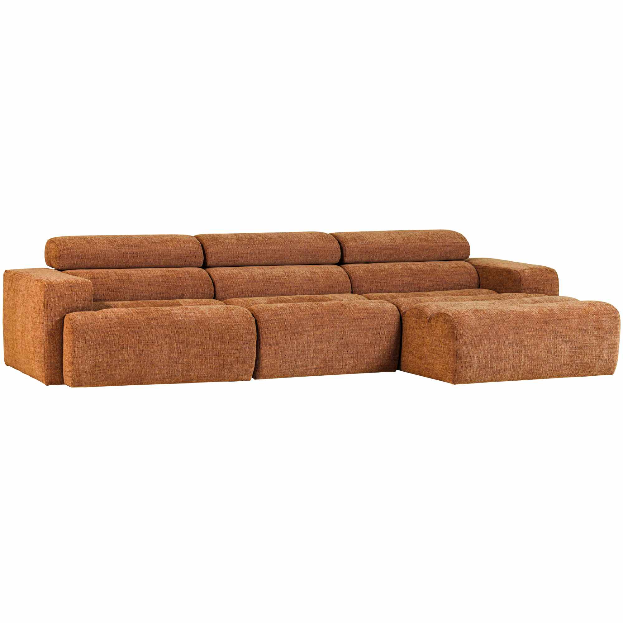 Ecksofa Novi Melange Orange - Chaiselongue mit verstellbarer Nackenstütze, Rechts